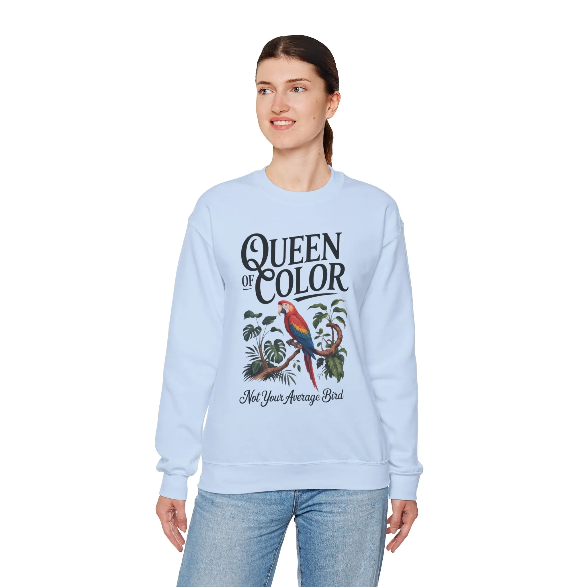 Vibrant Crewneck Womens Sweatshirt, Colorful Apparel, Bird Design, Cozy Layering, Gift for Nature Lovers, Fun Fashion - Image 12