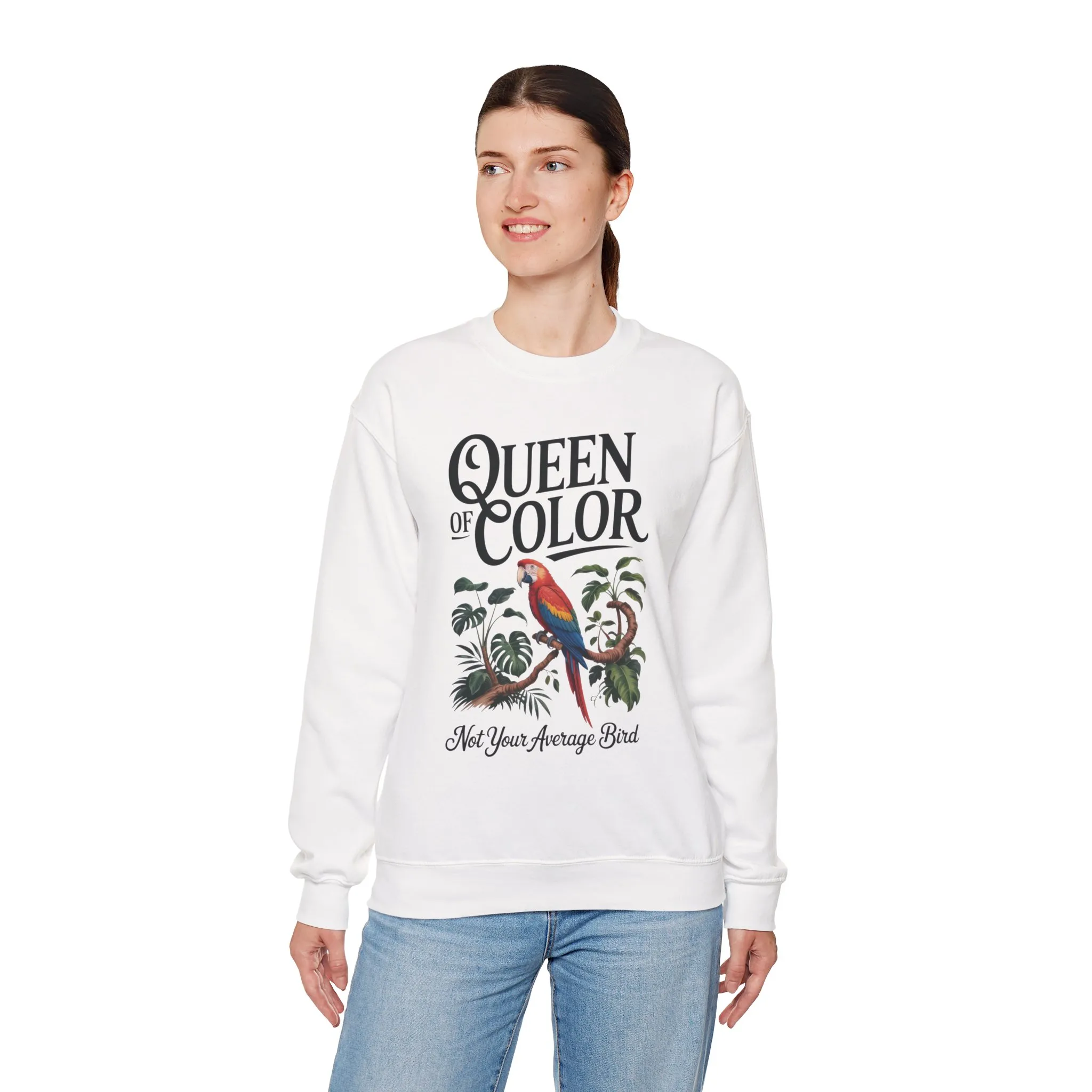 Vibrant Crewneck Womens Sweatshirt, Colorful Apparel, Bird Design, Cozy Layering, Gift for Nature Lovers, Fun Fashion - Image 3