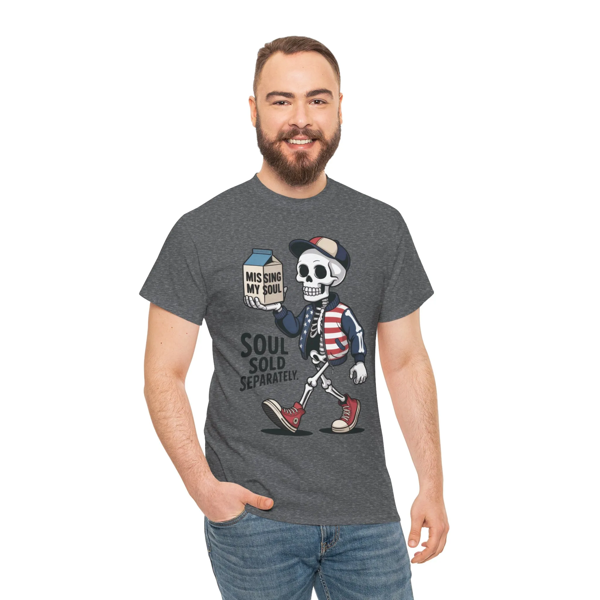 Funny Skeleton T-Shirt Soul Sold Separately Graphic Tee, Missing Soul Cartoon Shirt, Gothic Streetwear, Halloween Gift Tee - Image 17