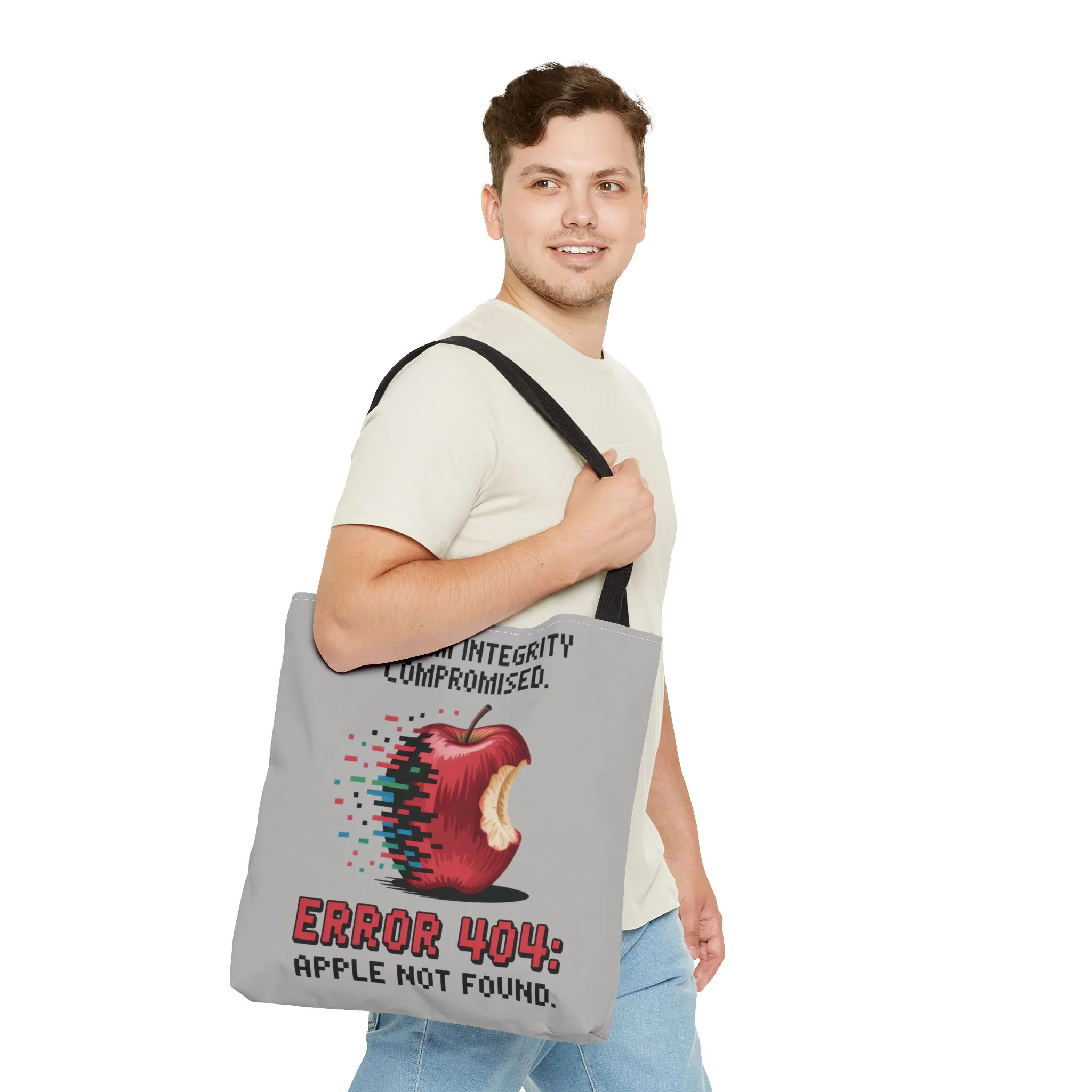 Error 404 Apple Tote Bag, Geek Tote, Funny Shopping Bag, Gift for Tech Lovers, Apple Lovers Tote, Digital Design Bag, Large Tote Bag, Weekender Bag, Beach Bag - Image 13