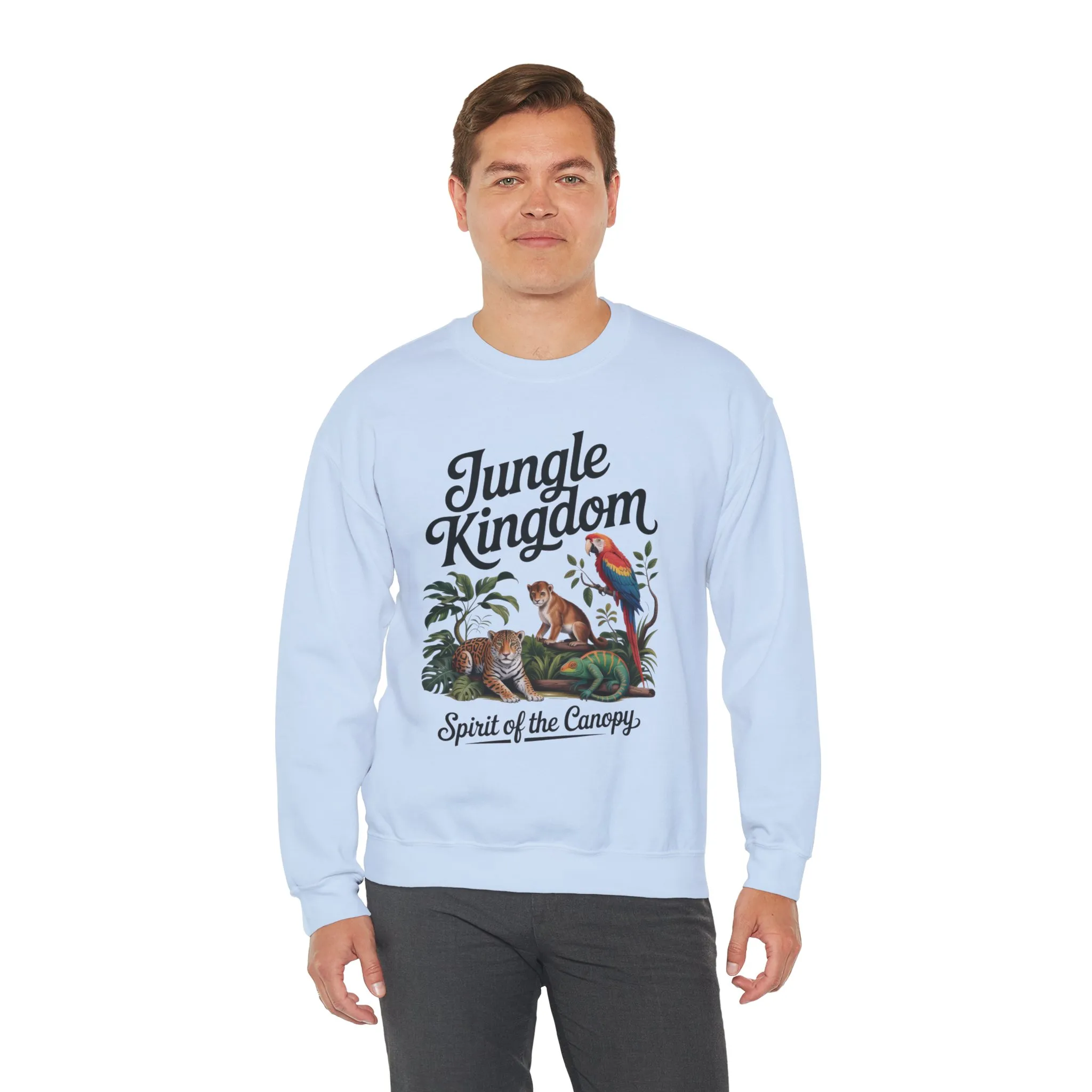 Jungle Kingdom Mens Sweatshirt, Cozy Jungle Crewneck, Nature Lover Gift, Wildlife Artwork, Eco-Conscious Apparel, Animal Enthusiast Clothing - Image 18