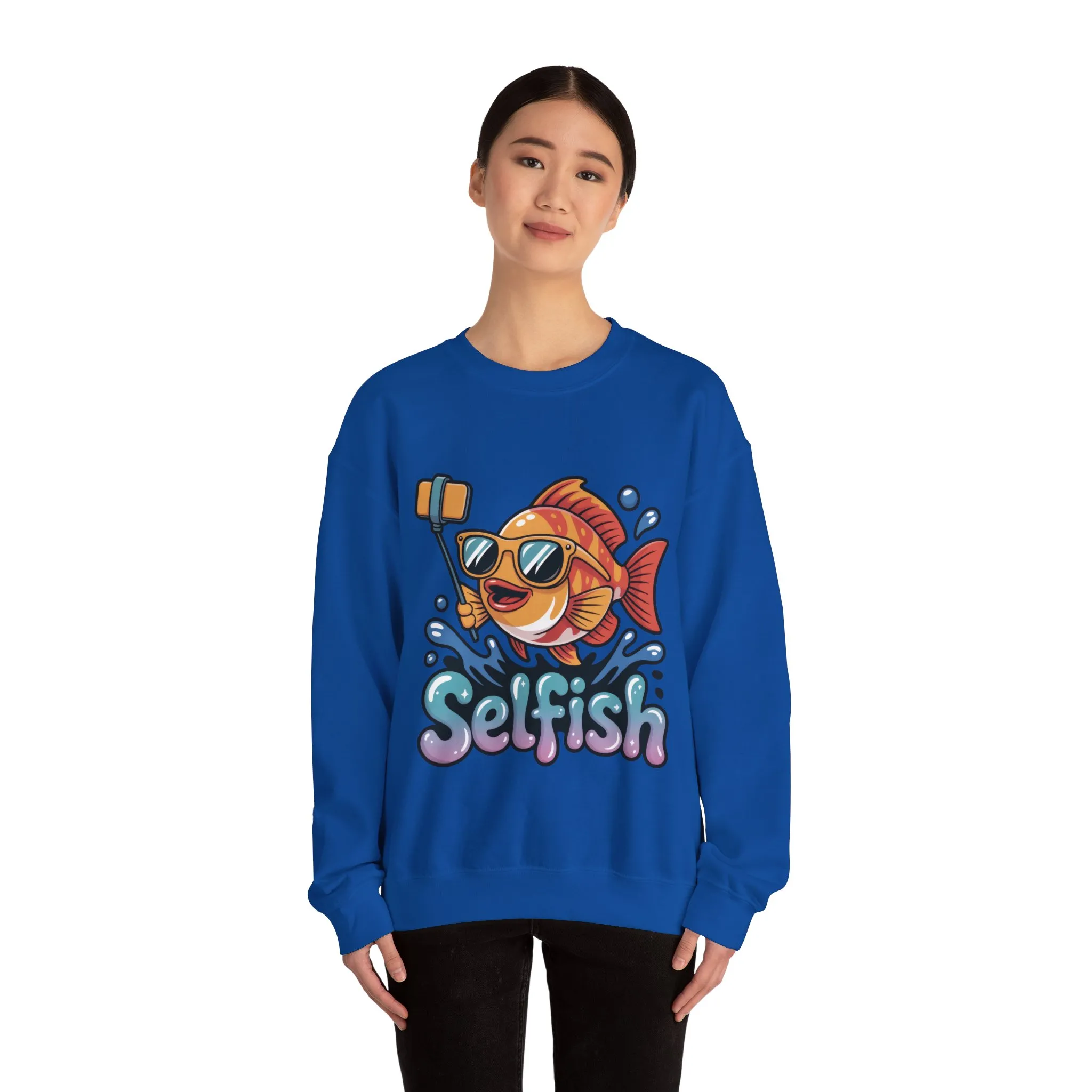 Selfish Womens Sweatshirt, Funny Selfie Pullover, Cute Ocean Pun Sweater, Playful Sea Life Gift, Fun Gift for Fish Lovers, Fishing Apparel - Image 17