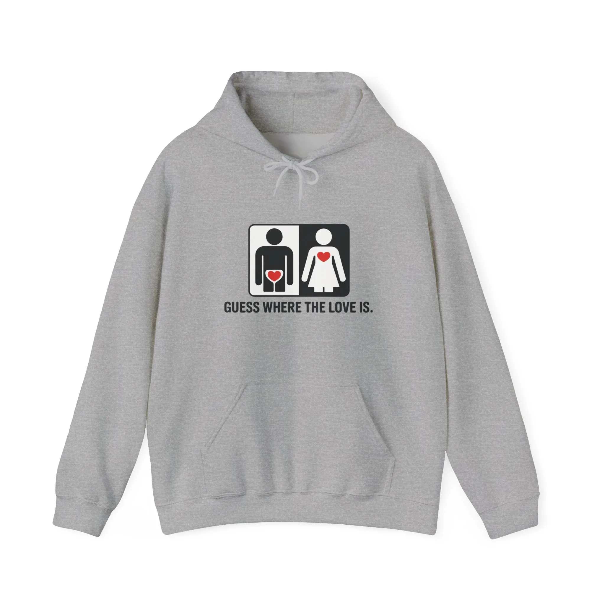 Cute Guess Where The Love Is Mens Hoodie, Sweatshirt for Couples, Valentines Day Gift, Relationship Humor Hoodie, Bold Love Joke Hoodie - Image 13