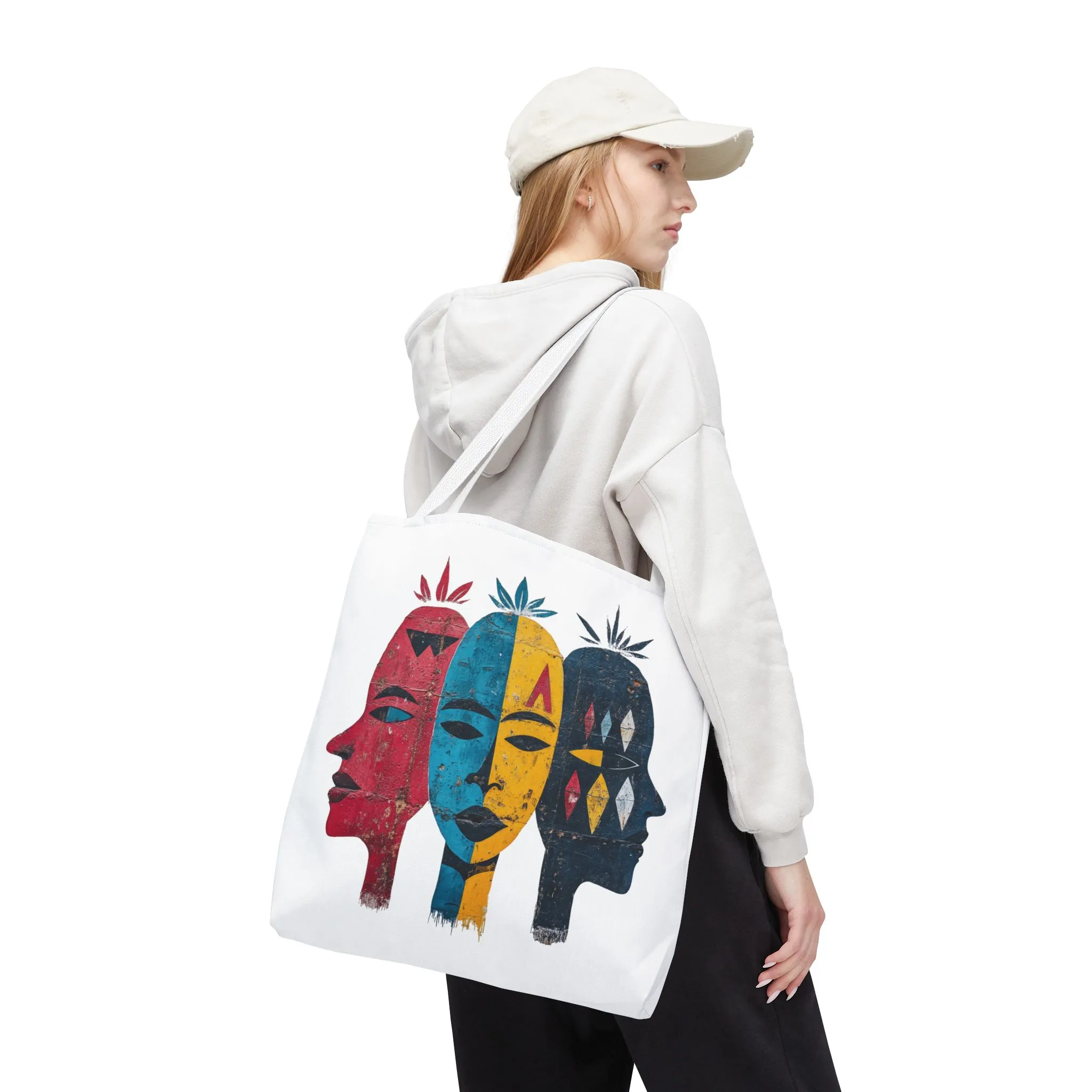 Artistic Tote Bag with Abstract Faces - Bohemian Style, Eco-Friendly Shopping Bag, Gift for Art Lovers, Unique Beach Bag, Festival Accessory - Image 30