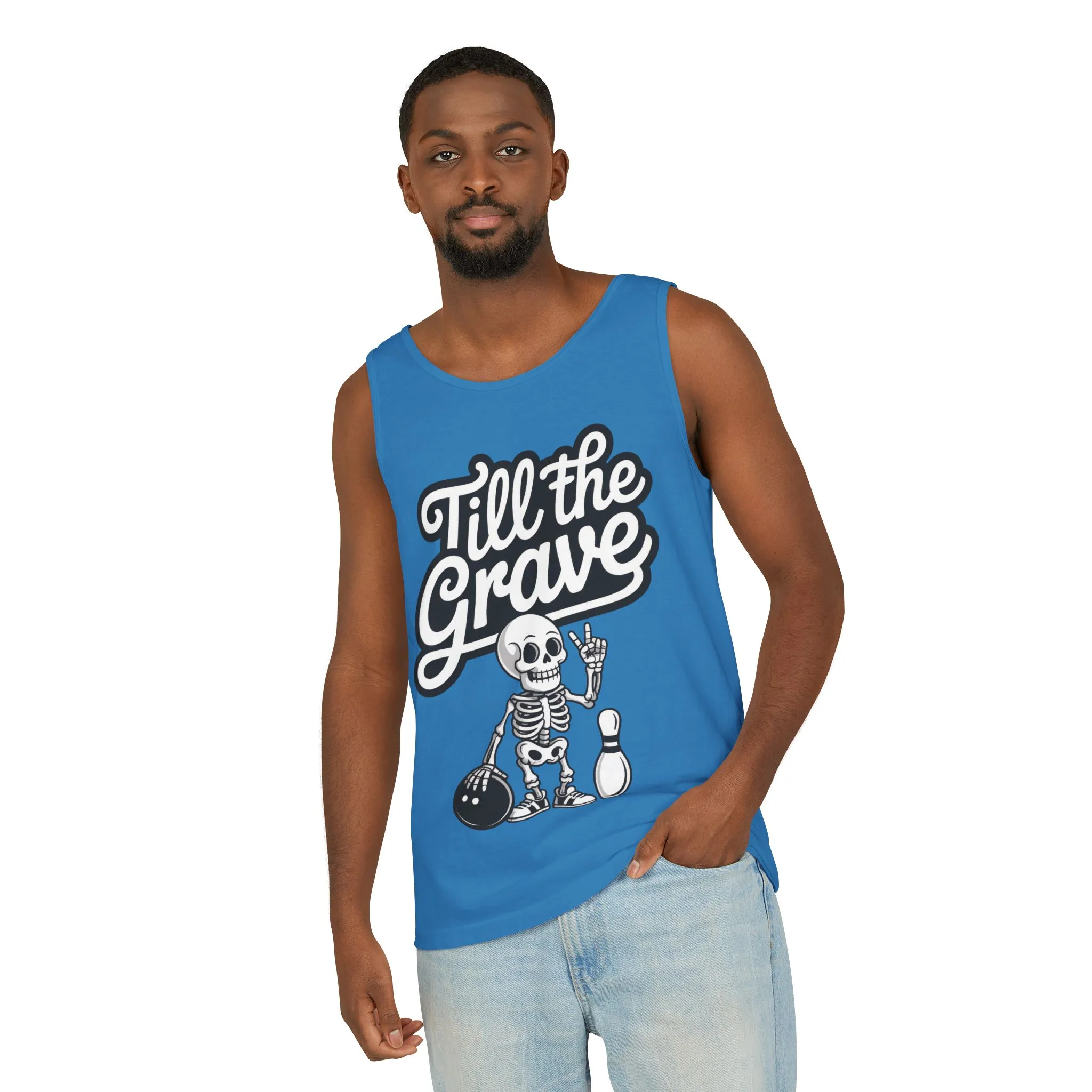 Funny Skeleton Bowling Tank Top, Halloween Apparel, Casual Summer Style, Cool Bowler Skull Workout Top, Strike Till the End - Image 16