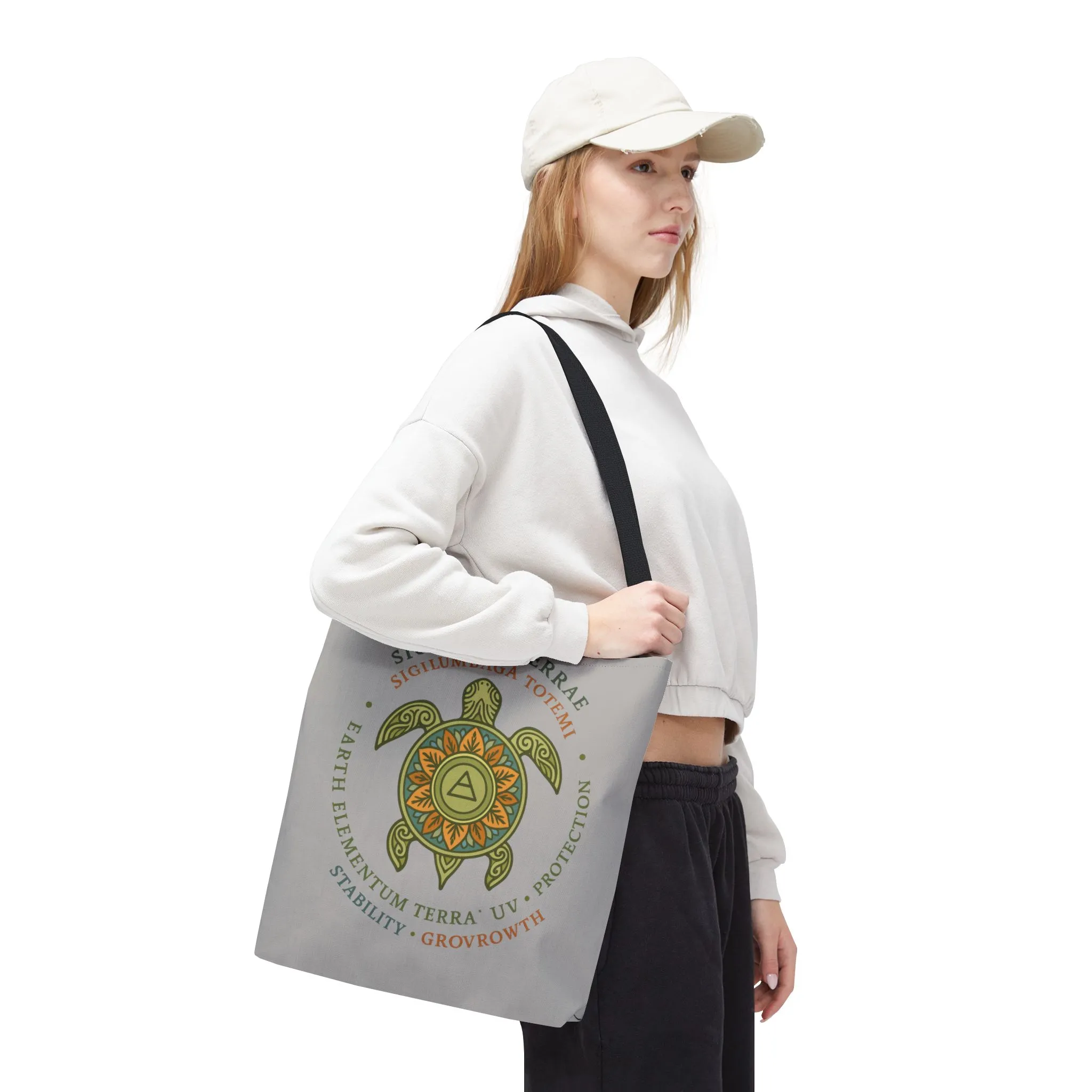 Spiritual Symbol Tote Bag, Eco-Friendly Shopping Bag, Gift for Yogis, Bohemian Style, Sigillum Terrae Design, Beach Bag, Large Canvas Bag - Image 15