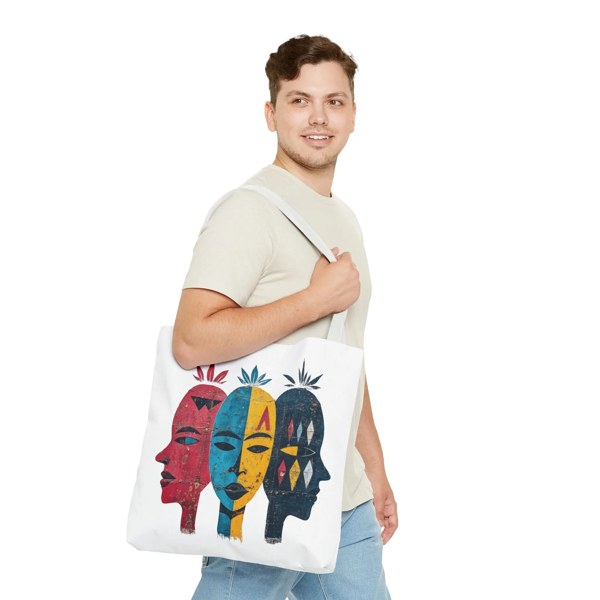 Artistic Tote Bag with Abstract Faces - Bohemian Style, Eco-Friendly Shopping Bag, Gift for Art Lovers, Unique Beach Bag, Festival Accessory - Image 28
