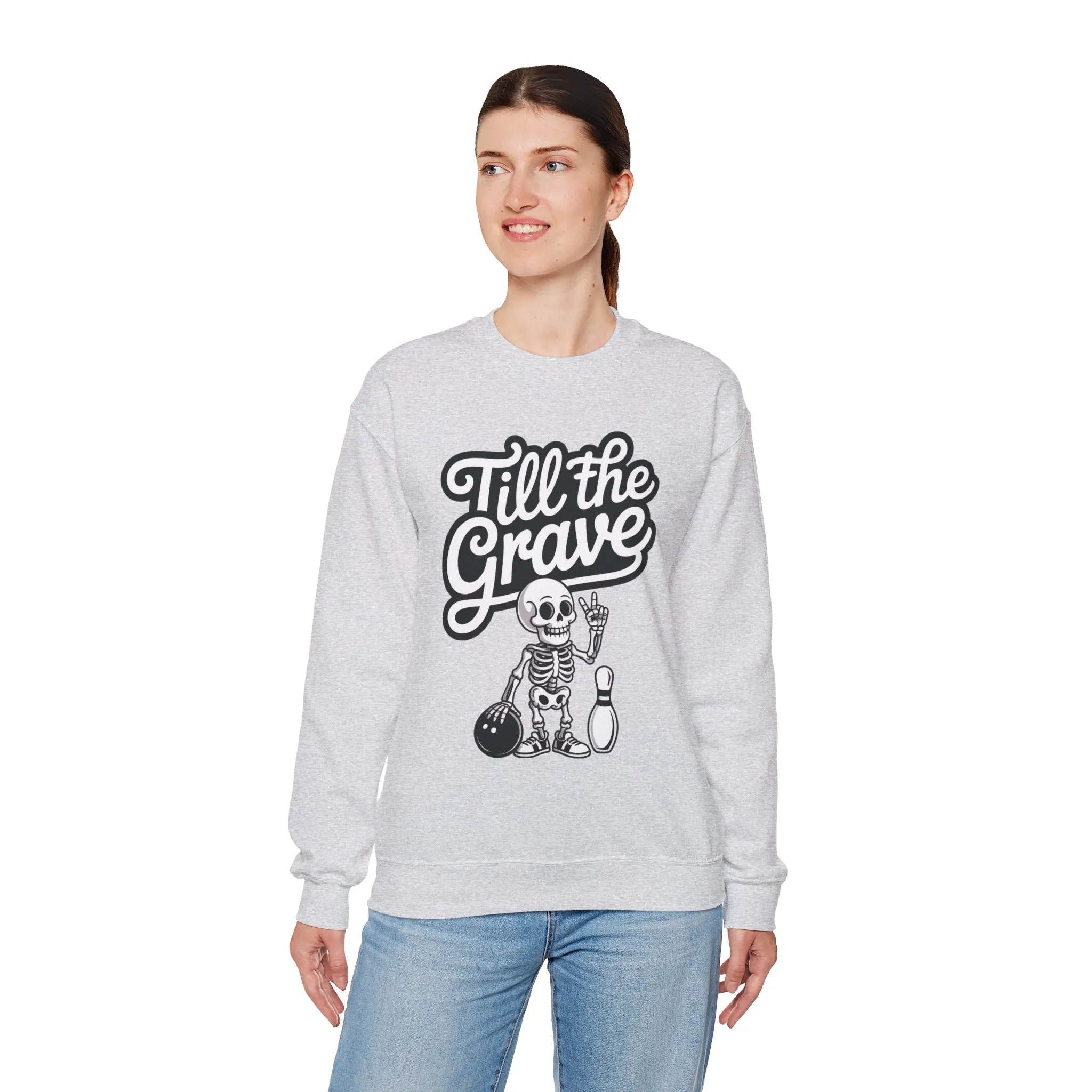 Funny Skeleton Bowling Sweatshirt, Womens Crewneck, Halloween Gift, Casual Wear, Till the Grave Sweatshirt, Bowling Lover Apparel - Image 33