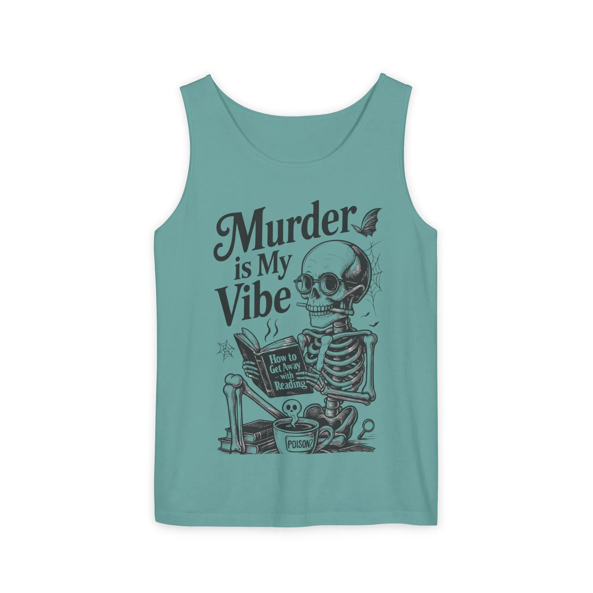 Murder Is My Vibe Tank Top, Mens Goth Tank, Halloween Clothing, Skeleton Graphic Tee, Cozy Casual Wear, Quirky Gift Idea - Image 9