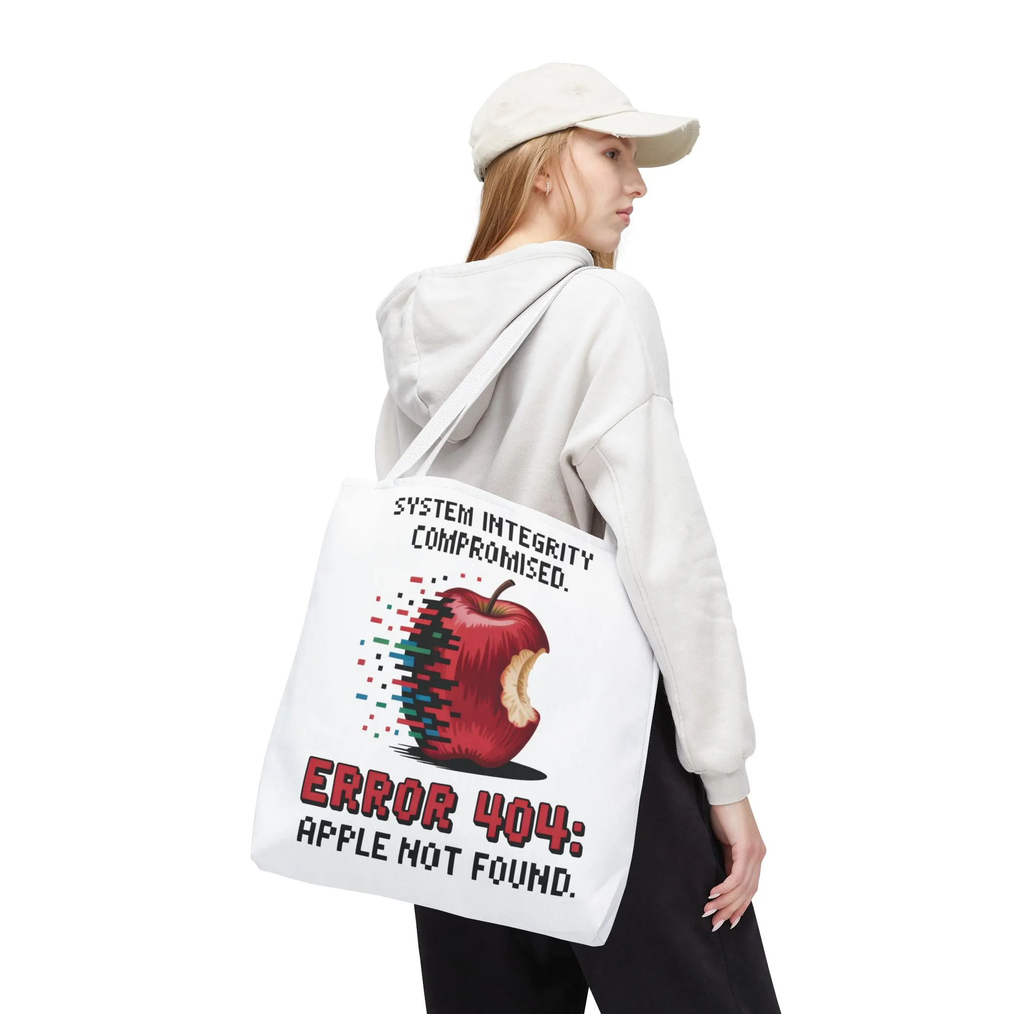 Error 404 Apple Tote Bag, Geek Tote, Funny Shopping Bag, Gift for Tech Lovers, Apple Lovers Tote, Digital Design Bag, Weekender Bag, Beach Bag, Large Canvas Bag - Image 45
