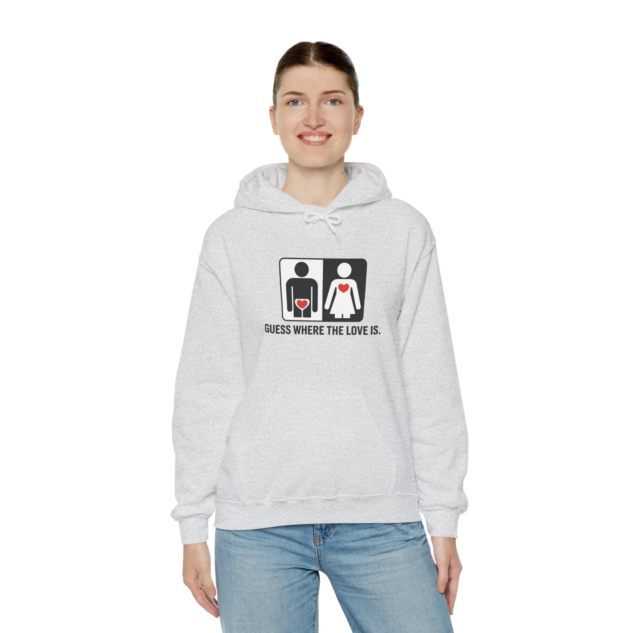 Guess Where the Love Is Hoodie, Cute Couples Hoodie, Valentines Day Gift, Matching Outfits, Witty Relationship Hoodie, Love Joke Graphic - Image 12