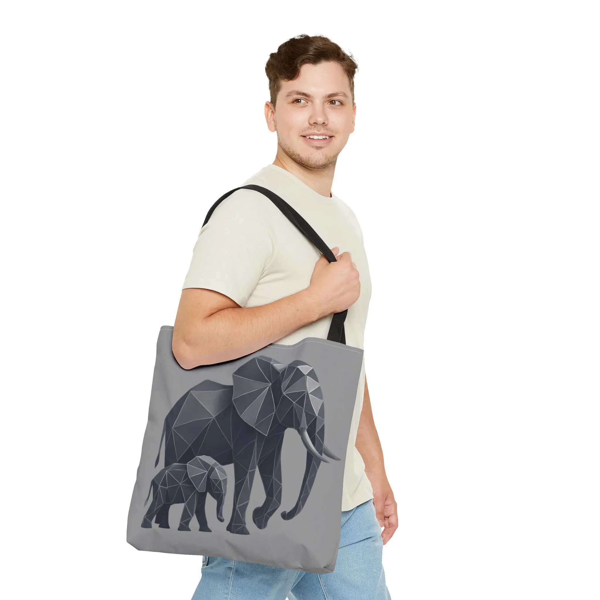 Elephant Geometric Tote Bag, Stylish Sustainable Bag, Boho Accessories, Animal Lover Gift, Canvas Shopping Bag, Beach Tote - Image 3