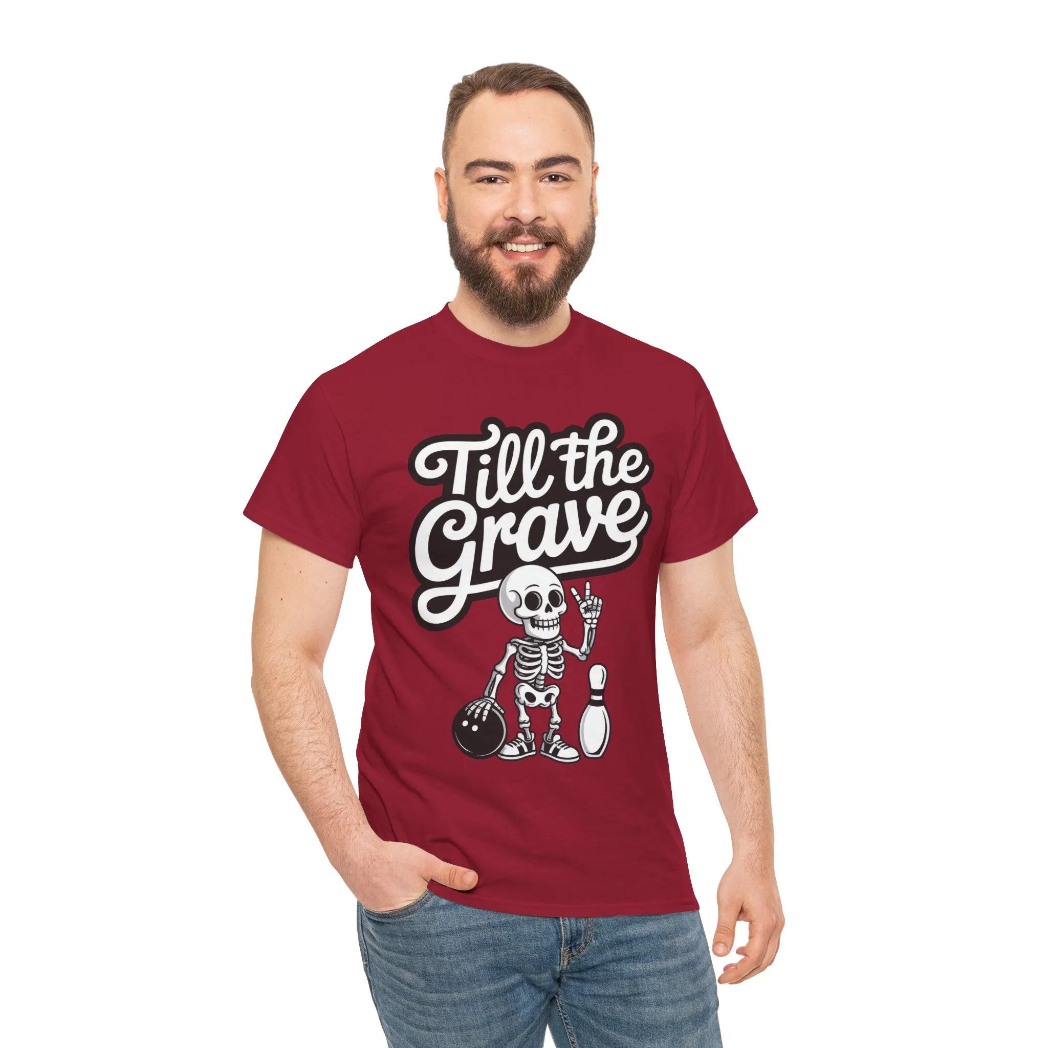 Skeleton Bowling Graphic Tee, Mens Heavy Cotton Tee, Funny Halloween Shirt, Gift for Bowlers, Retro Style Apparel, Casual Wear - Image 26