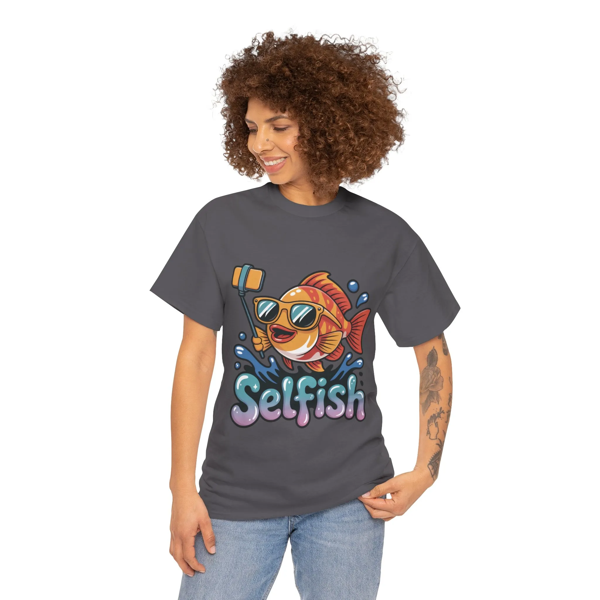 Funny Selfie Fish Graphic Womens T-Shirt, Playful Pun Gift for Her, Summer Vibes, Unique Beach Shirt, Outdoor Adventures - Image 17