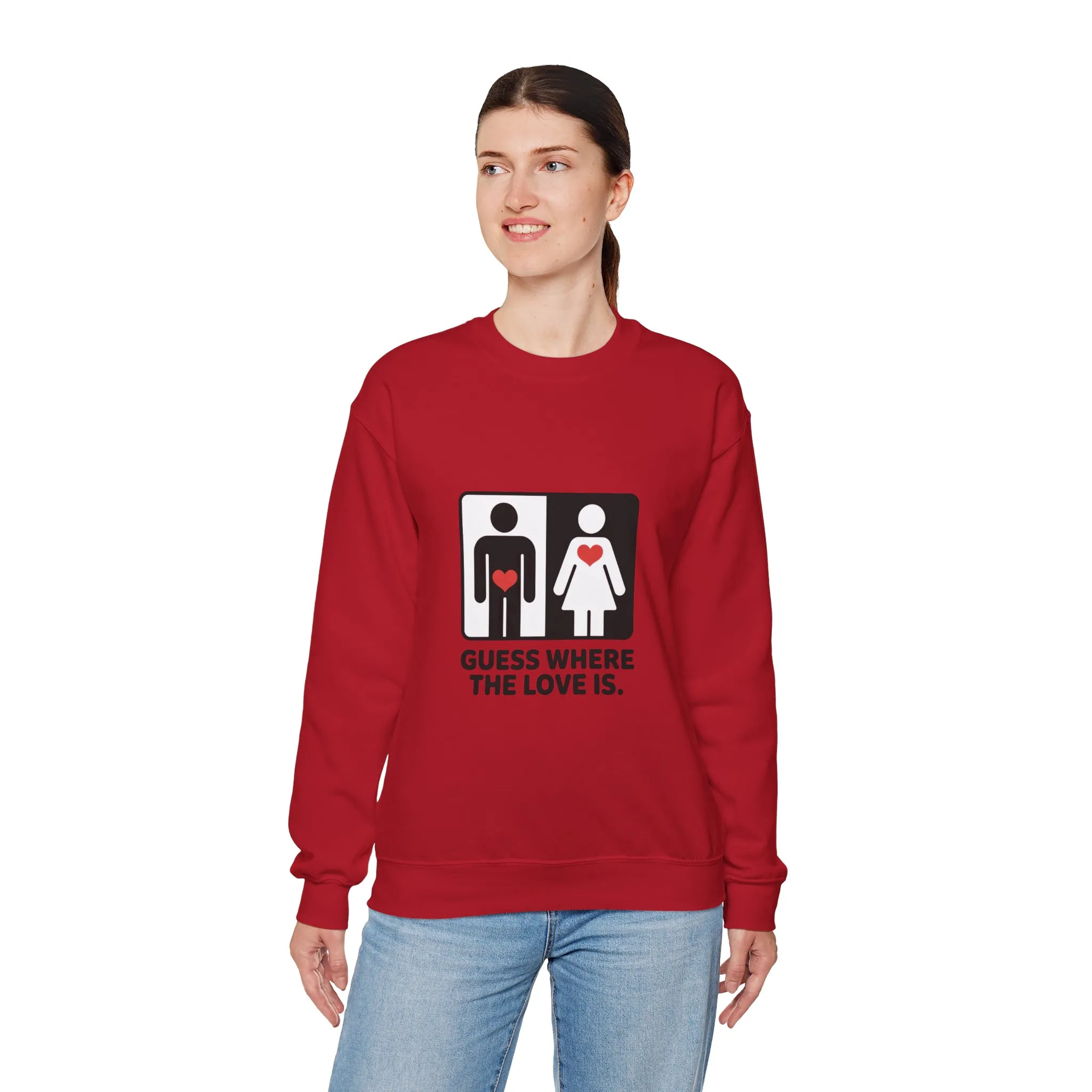 GuesWhere the Love Is Womens Sweatshirt, Couples Gift, Valentines Day Apparel, Matching Sweatshirt, Relationship Sweatshirt, Love Joke Graphic - Image 3