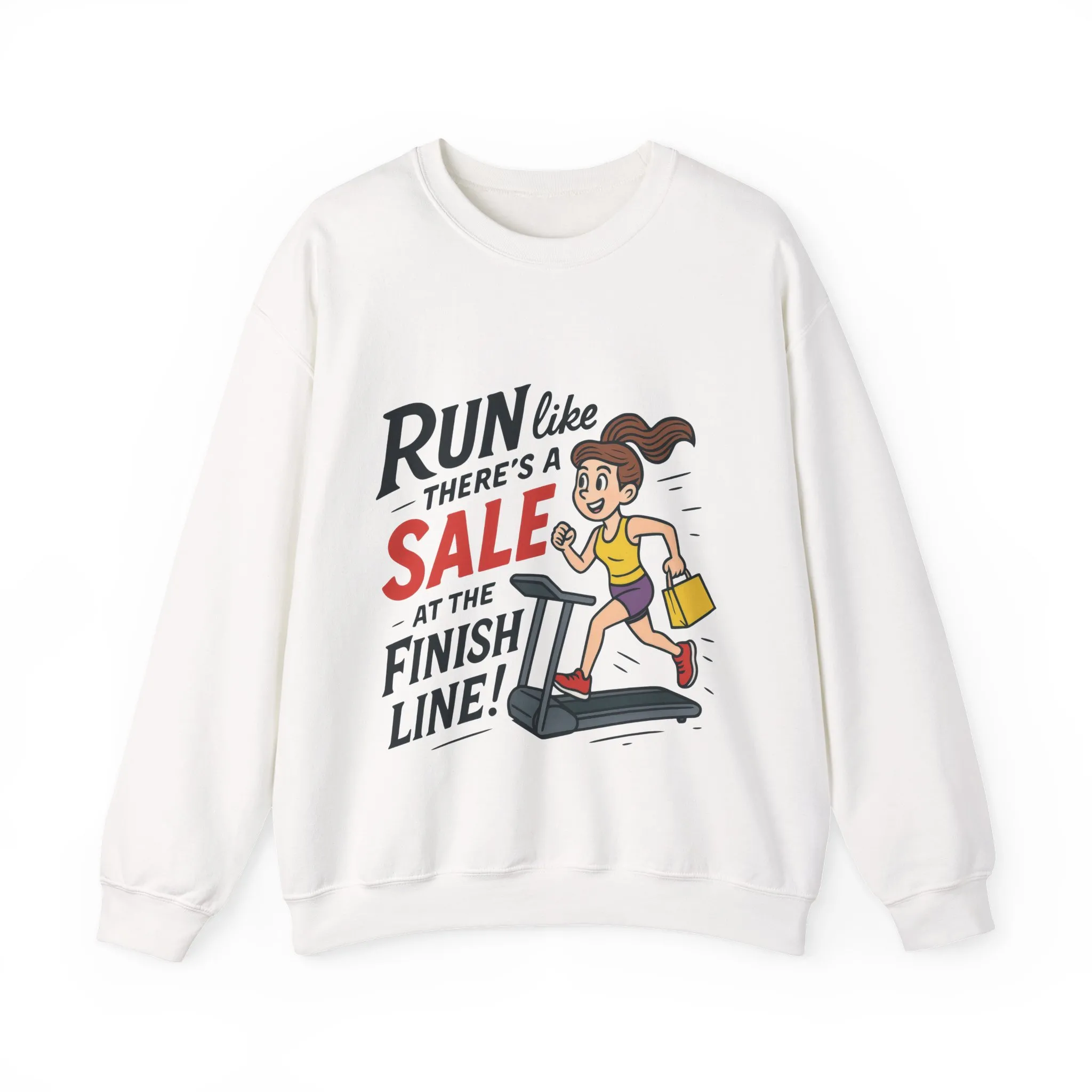 Run Like Theres a SALE at the Finish Line! Womens Sweatshirt, Funny Shopping Pullover, Treadmill Runner Gift for Her, Sale Humor Tee - Image 4