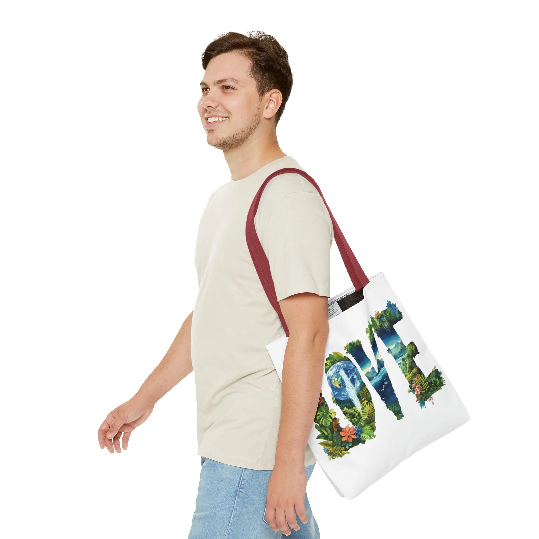 Earth Day LOVE Tote Bag, Eco Friendly Nature Art Bag, Sustainable Planet Message, Floral Tote, Shopping Bag, Beach Bag, Large Canvas Bag - Image 18