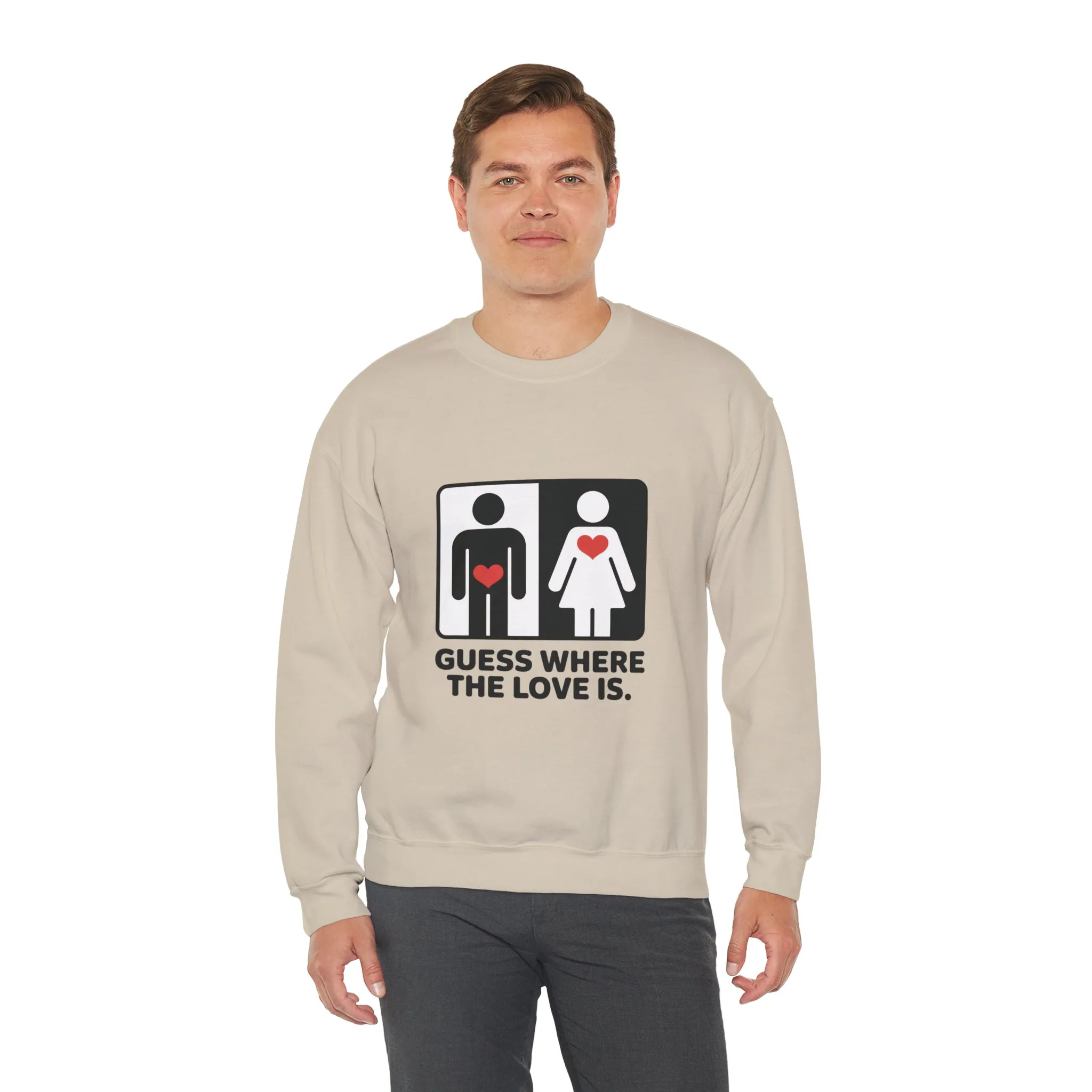 Guess Where the Love Is Mens Crewneck Sweatshirt, Cute Couples Gift, Love Themed Apparel, Valentine's Day Apparel, Relationship Sweatshirt - Image 6
