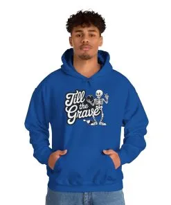 Funny Skeleton Bowling Mens Hoodie, Halloween Apparel, Funny Skeleton Bowling Shirt, Casual Mens Crewneck, Cool Bowler Skull Hoodie