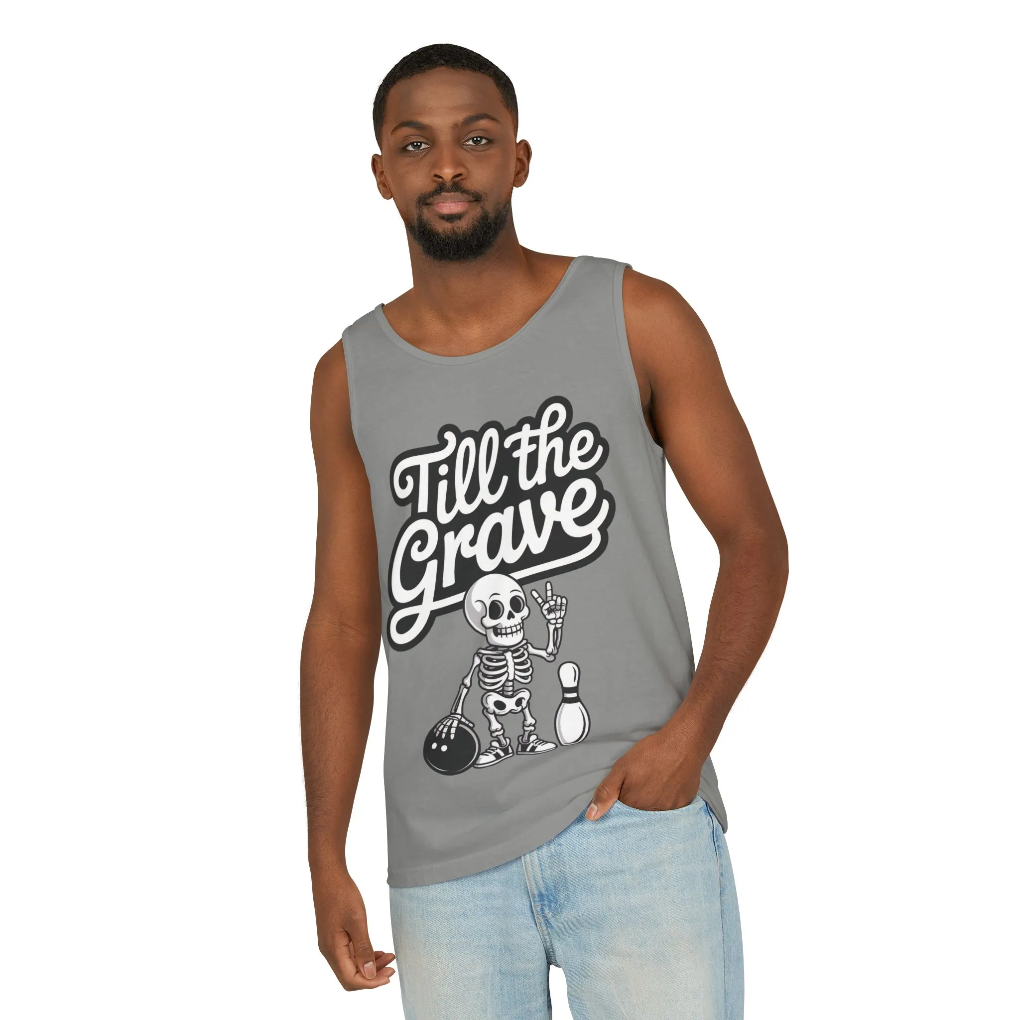Funny Skeleton Bowling Tank Top, Halloween Apparel, Casual Summer Style, Cool Bowler Skull Workout Top, Strike Till the End - Image 14