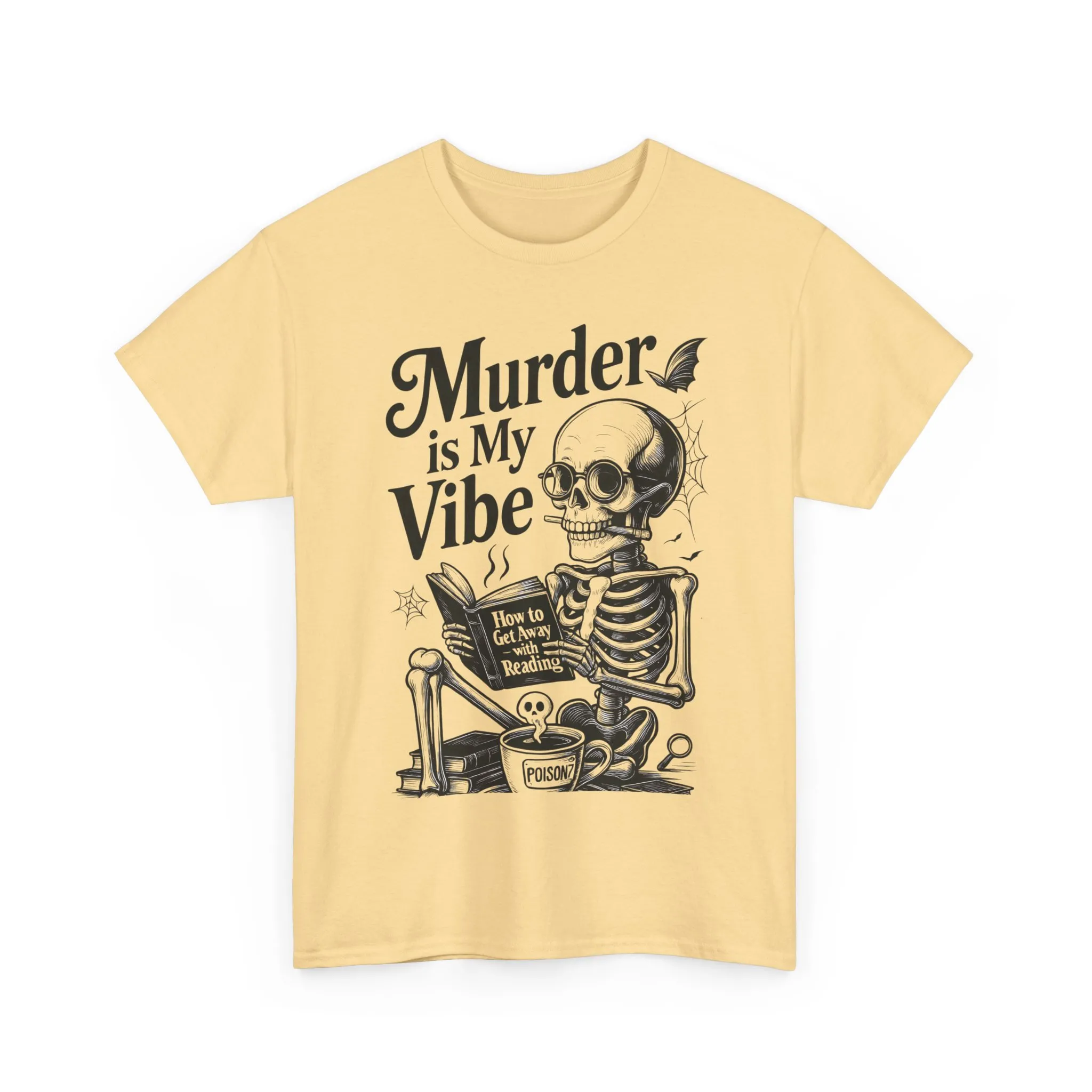Womens Heavy Cotton Tee - "Murder is My Vibe" Graphic Shirt for Ghoulish Vibes, Halloween Fun, Spooky Season, Casual Wear, Gift for [...] - Image 16