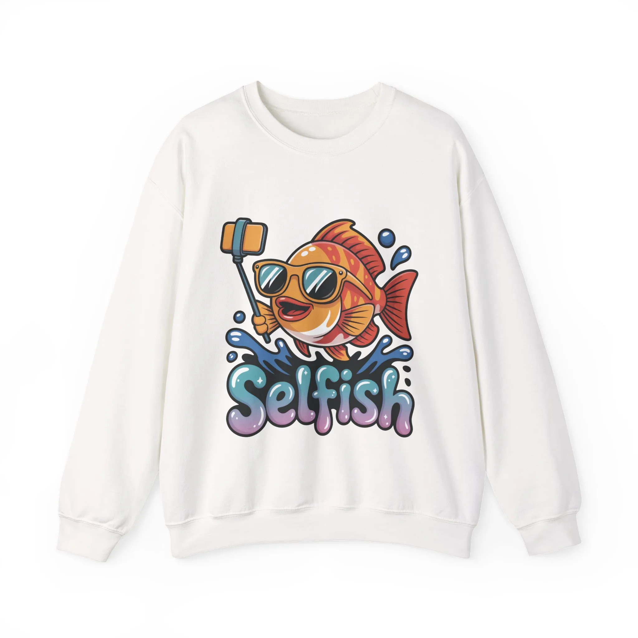 Selfish Womens Sweatshirt, Funny Selfie Pullover, Cute Ocean Pun Sweater, Playful Sea Life Gift, Fun Gift for Fish Lovers, Fishing Apparel - Image 4
