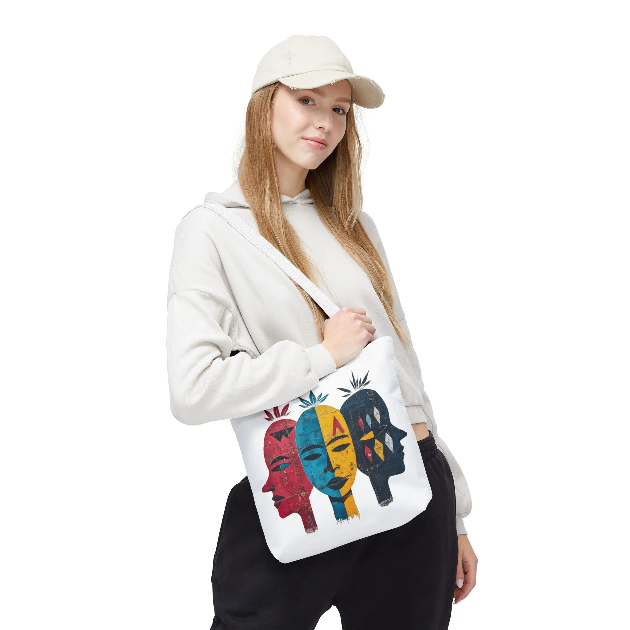 Artistic Tote Bag with Abstract Faces - Bohemian Style, Eco-Friendly Shopping Bag, Gift for Art Lovers, Unique Beach Bag, Festival Accessory - Image 20