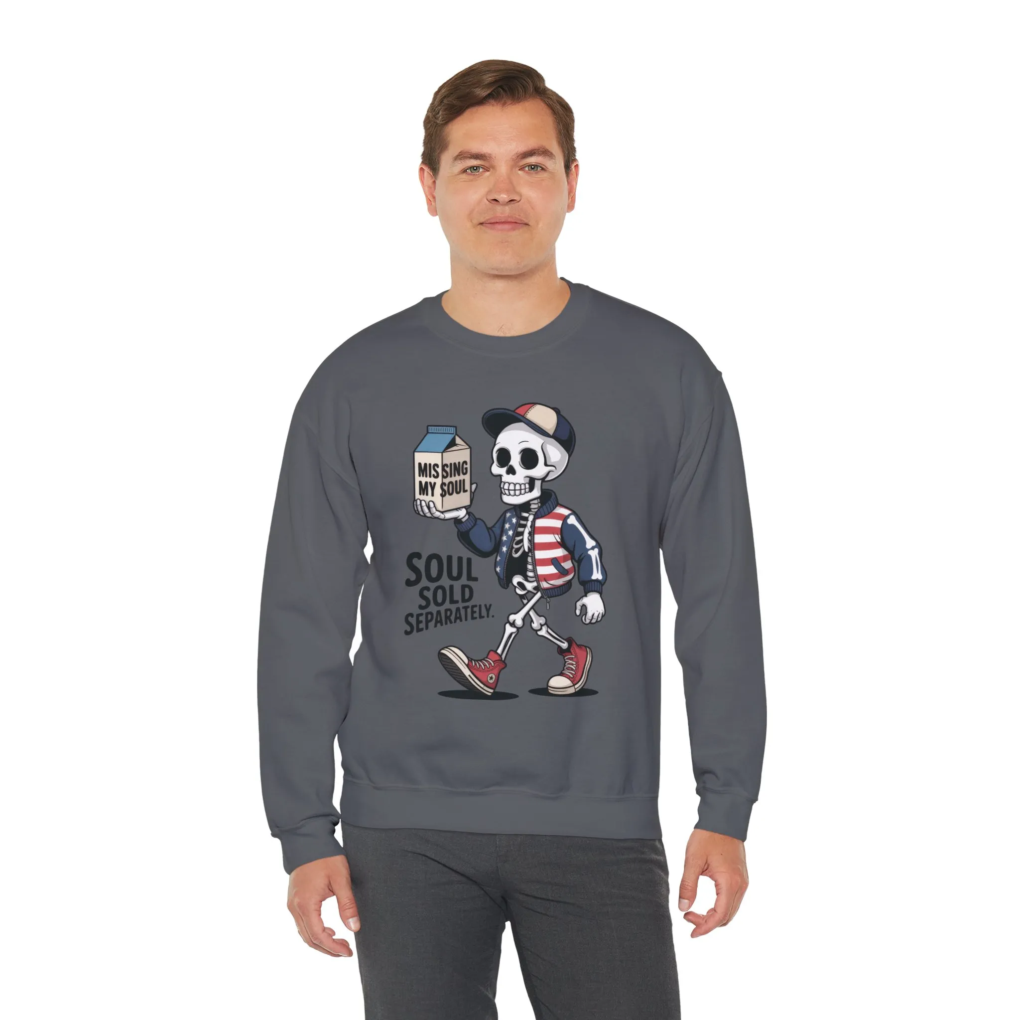 Skeleton Graphic Sweatshirt, Soul Sold Separately Pullover, Funny Gothic Streetwear, Missing My Soul Skull Hoodie Alternative - Image 21