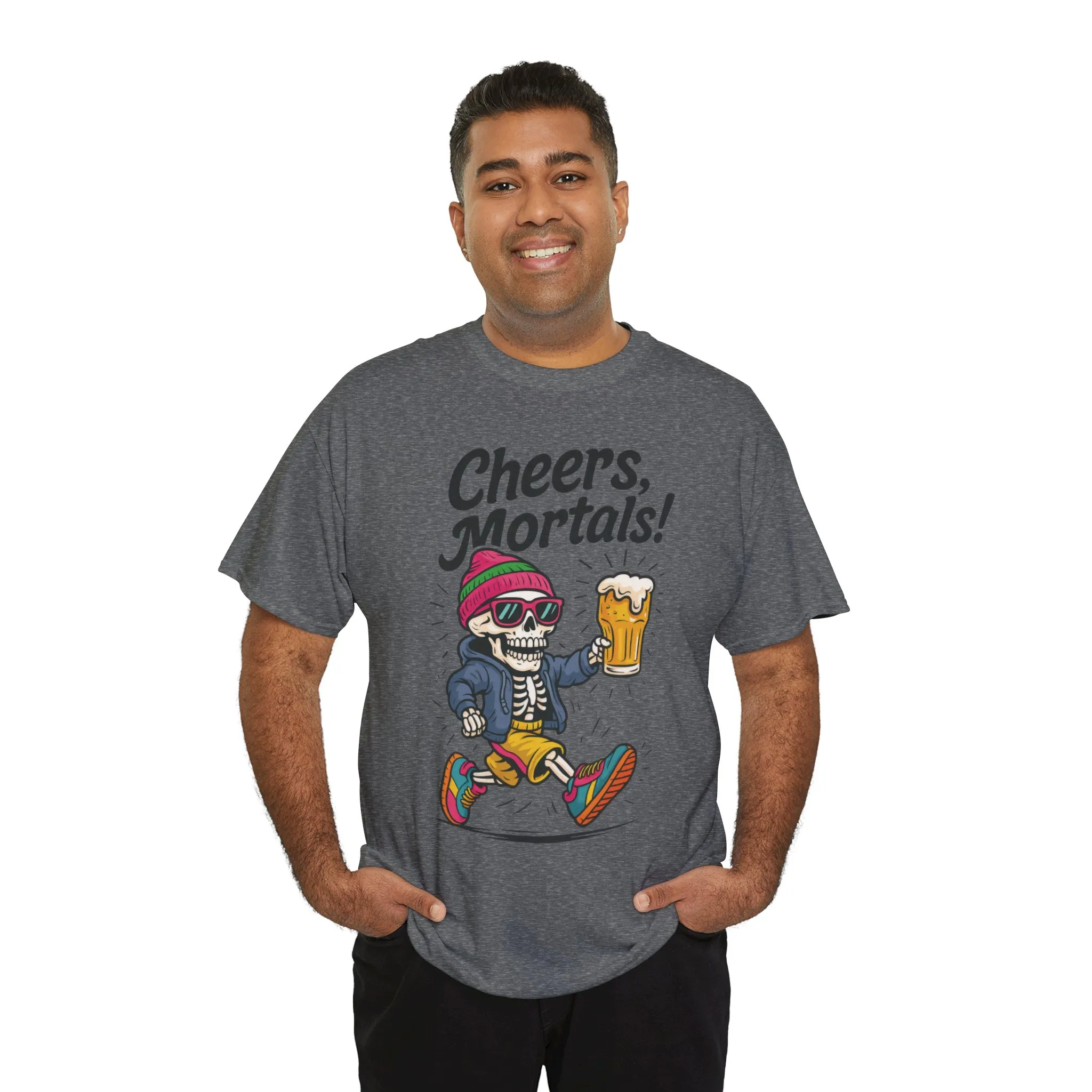 Cheers, Mortals! Mens Tee, Funny Skeleton Beer Graphic Tee, Cool Drinking Humor Shirt, Party Gift for Him, Halloween Tee, Beer Lovers Gift - Image 15