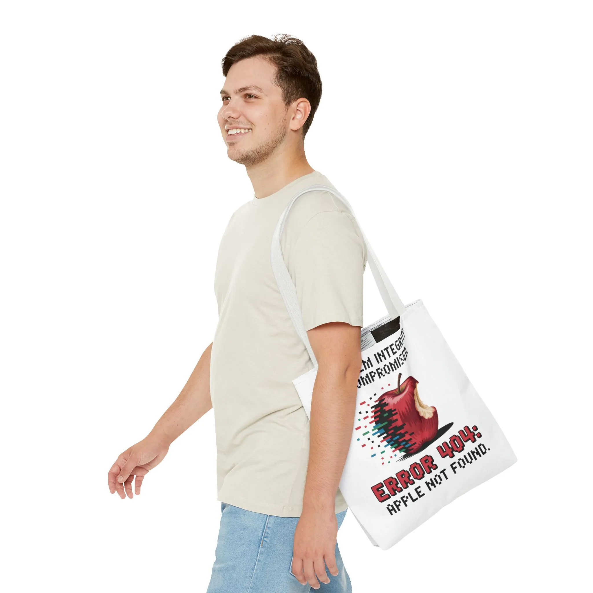 Error 404 Apple Tote Bag, Geek Tote, Funny Shopping Bag, Gift for Tech Lovers, Apple Lovers Tote, Digital Design Bag, Weekender Bag, Beach Bag, Large Canvas Bag - Image 38