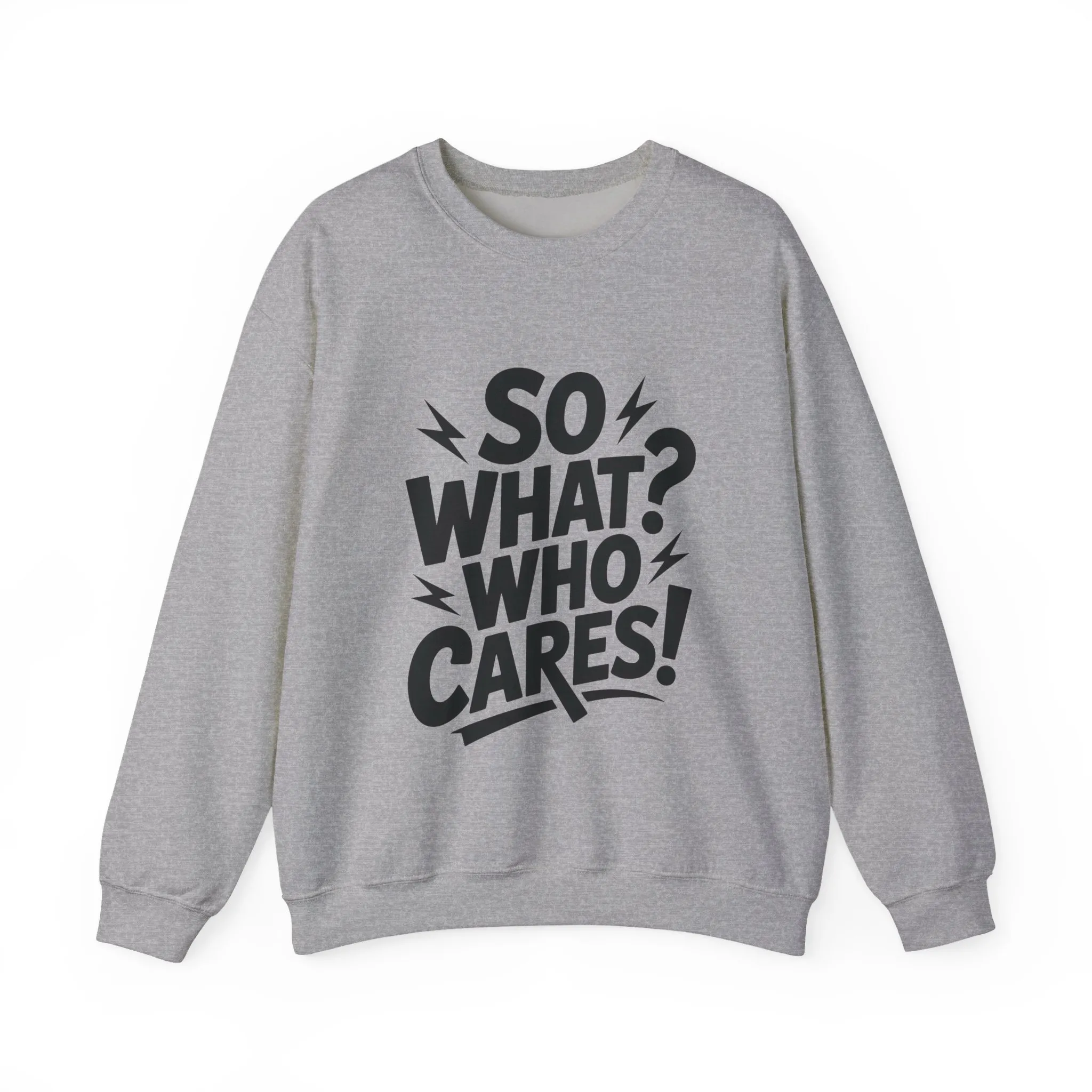 So What? Who Cares! Funny Mens Crewneck Sweatshirt, Bold Statement Design, Lightning Graphic Pullover, Rebellious Urban Humor - Image 7
