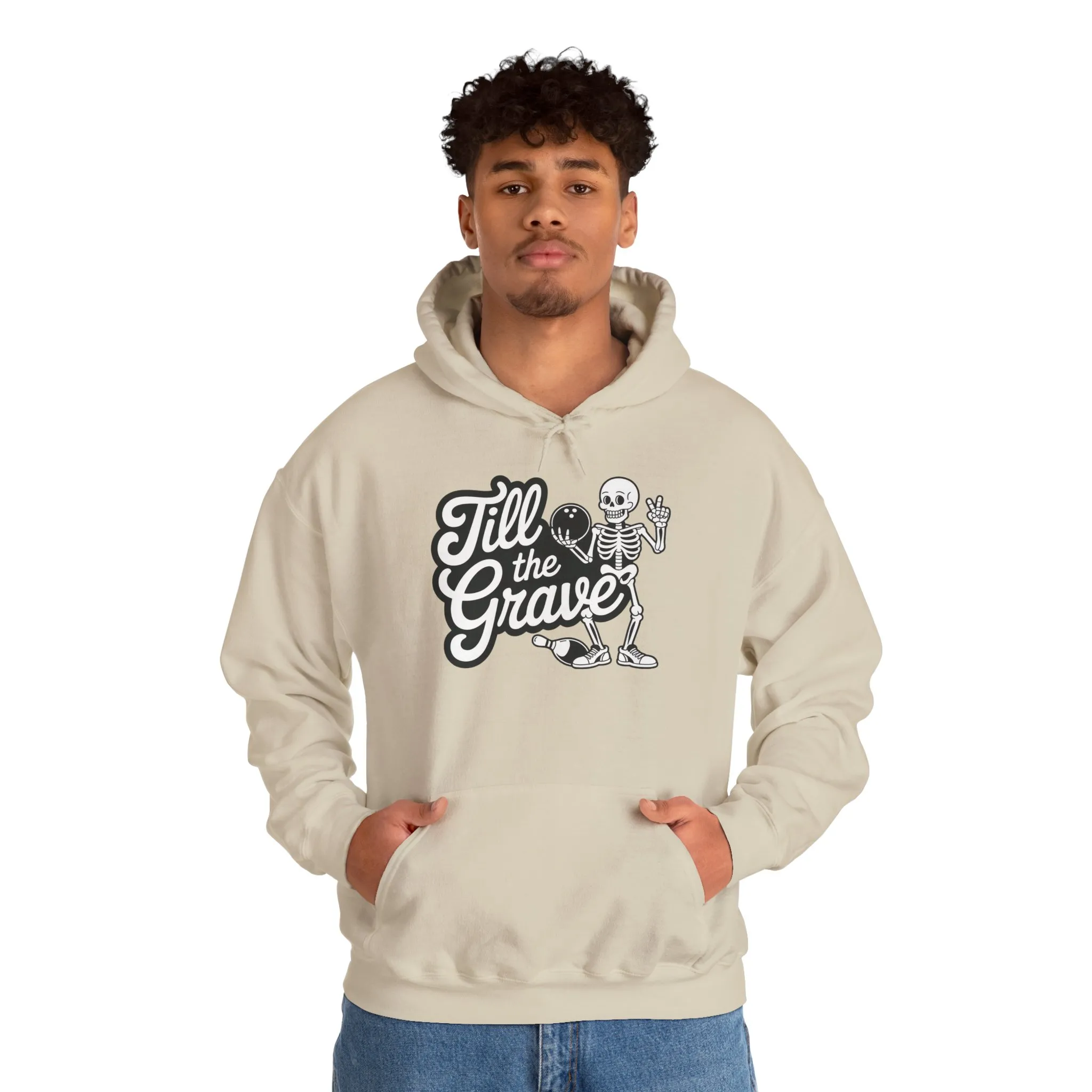 Funny Skeleton Bowling Mens Hoodie, Halloween Apparel, Funny Skeleton Bowling Shirt, Casual Mens Crewneck, Cool Bowler Skull Hoodie - Image 11