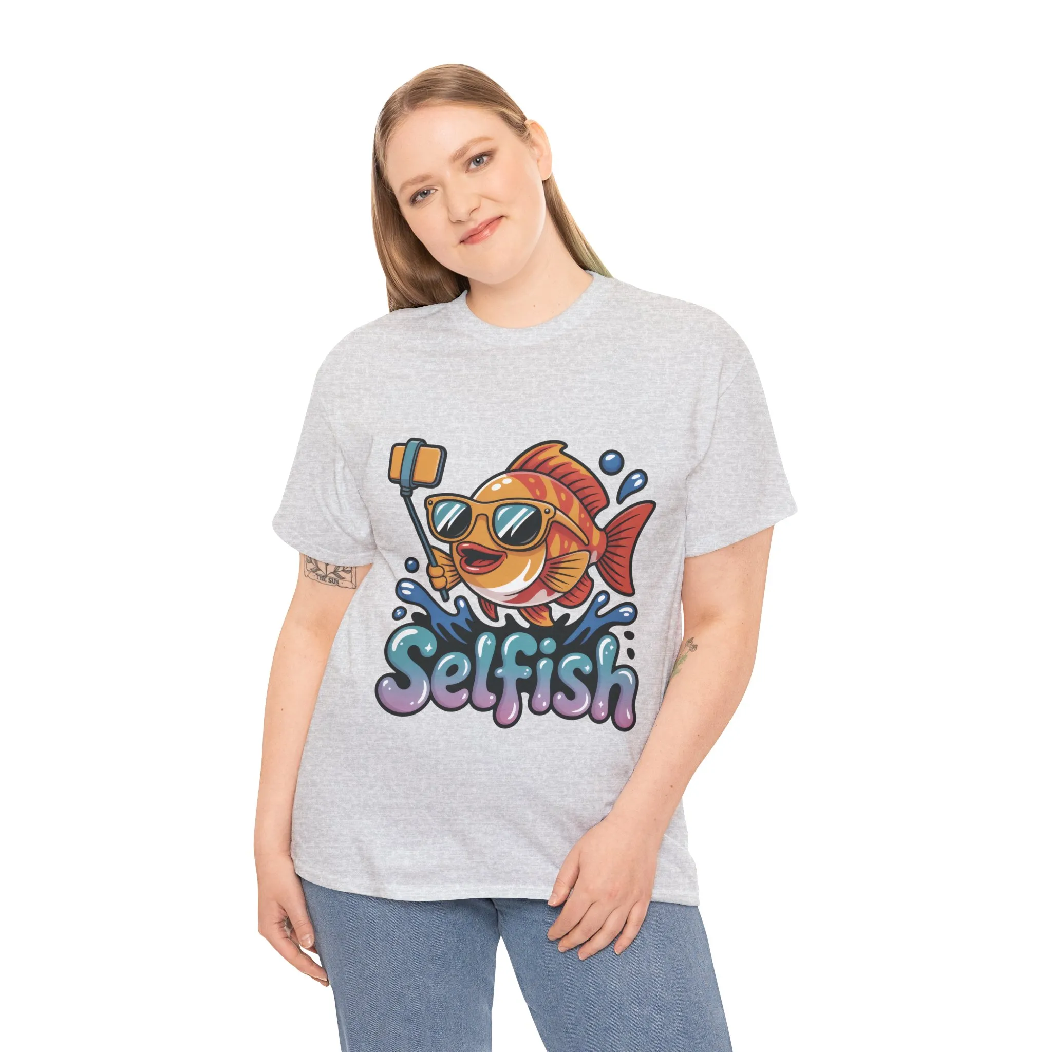 Funny Selfie Fish Graphic Womens T-Shirt, Playful Pun Gift for Her, Summer Vibes, Unique Beach Shirt, Outdoor Adventures - Image 9