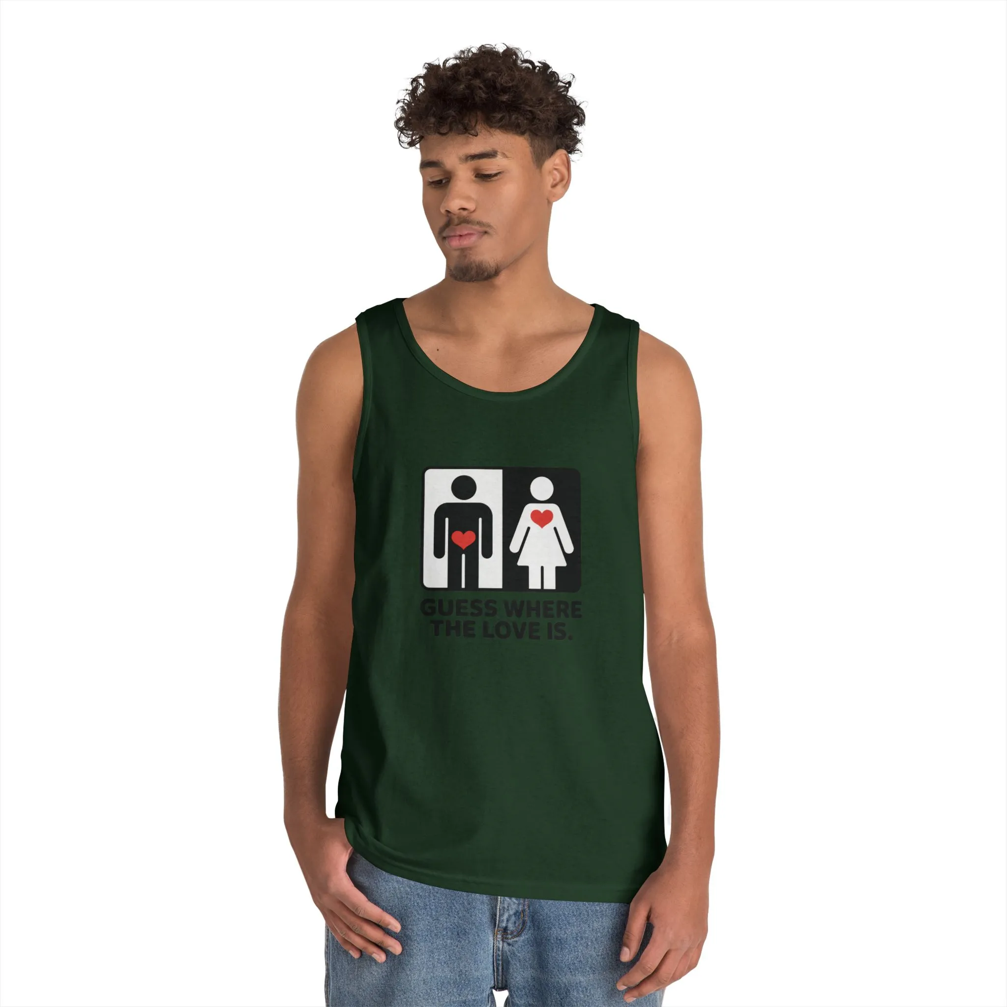 Cute Guess Where The Love Is Mens Tank, Couples Gift, Valentines Day Gift, Relationship Humor Shirt, Funny Tank for Him, Bold Love Joke Tank - Image 10