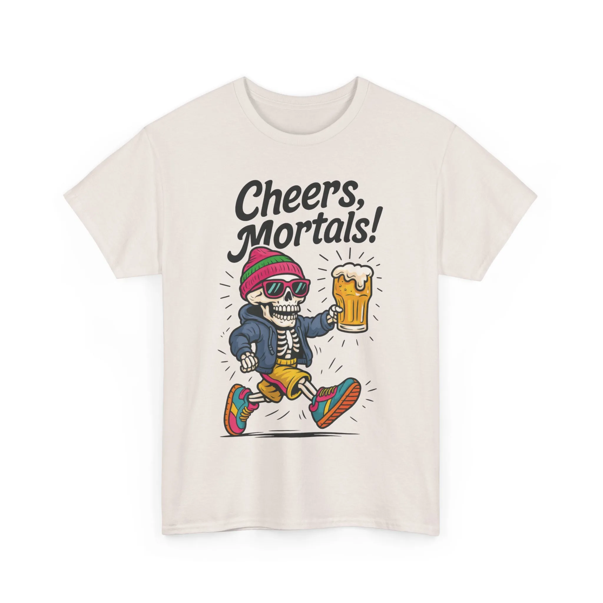 Cheers, Mortals! Mens Tee, Funny Skeleton Beer Graphic Tee, Cool Drinking Humor Shirt, Party Gift for Him, Halloween Tee, Beer Lovers Gift - Image 37