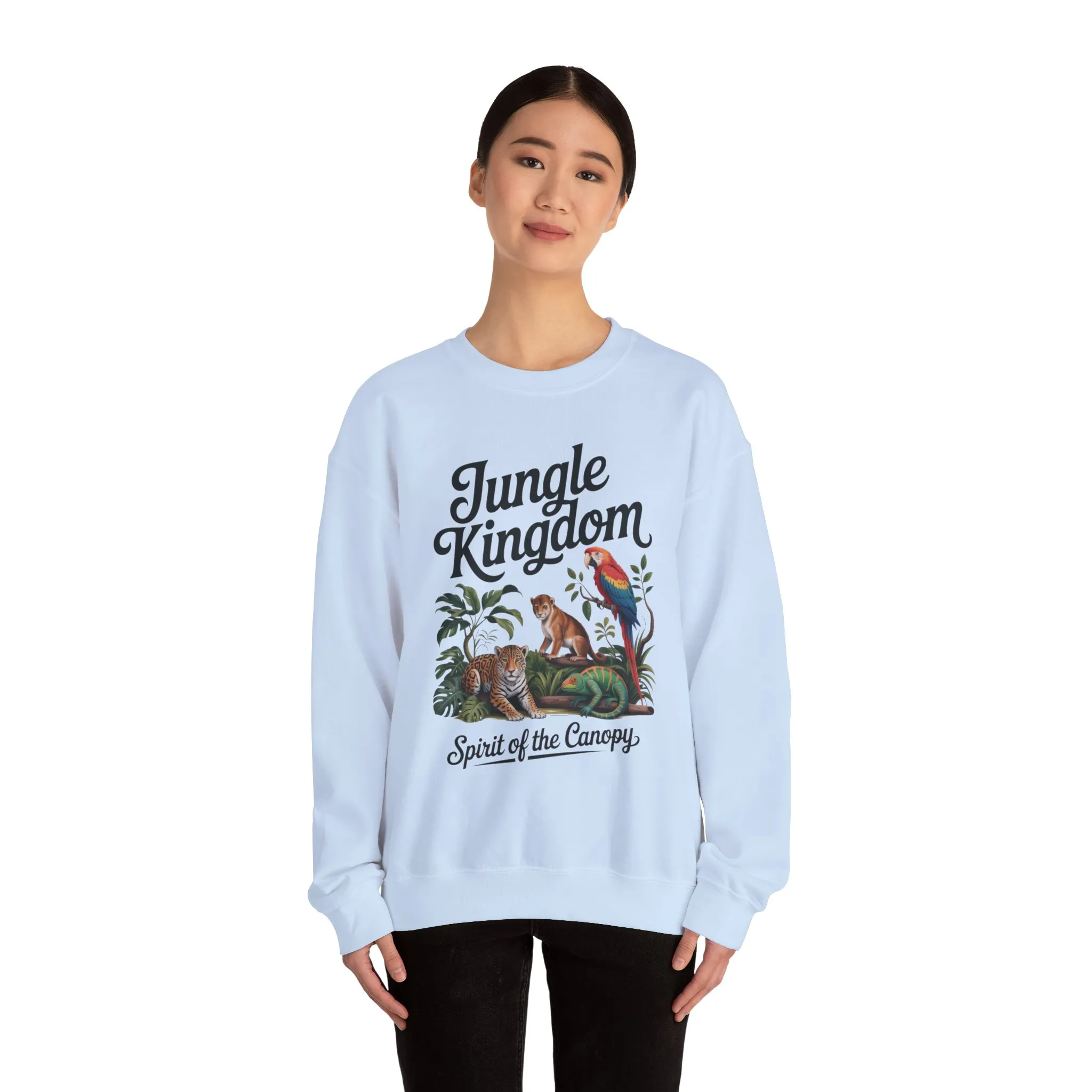 Jungle Kingdom Womens Sweatshirt, Cozy Jungle Crewneck, Nature Lover Gift, Wildlife Artwork, Eco-Conscious Apparel, Animal Enthusiast Clothing - Image 17