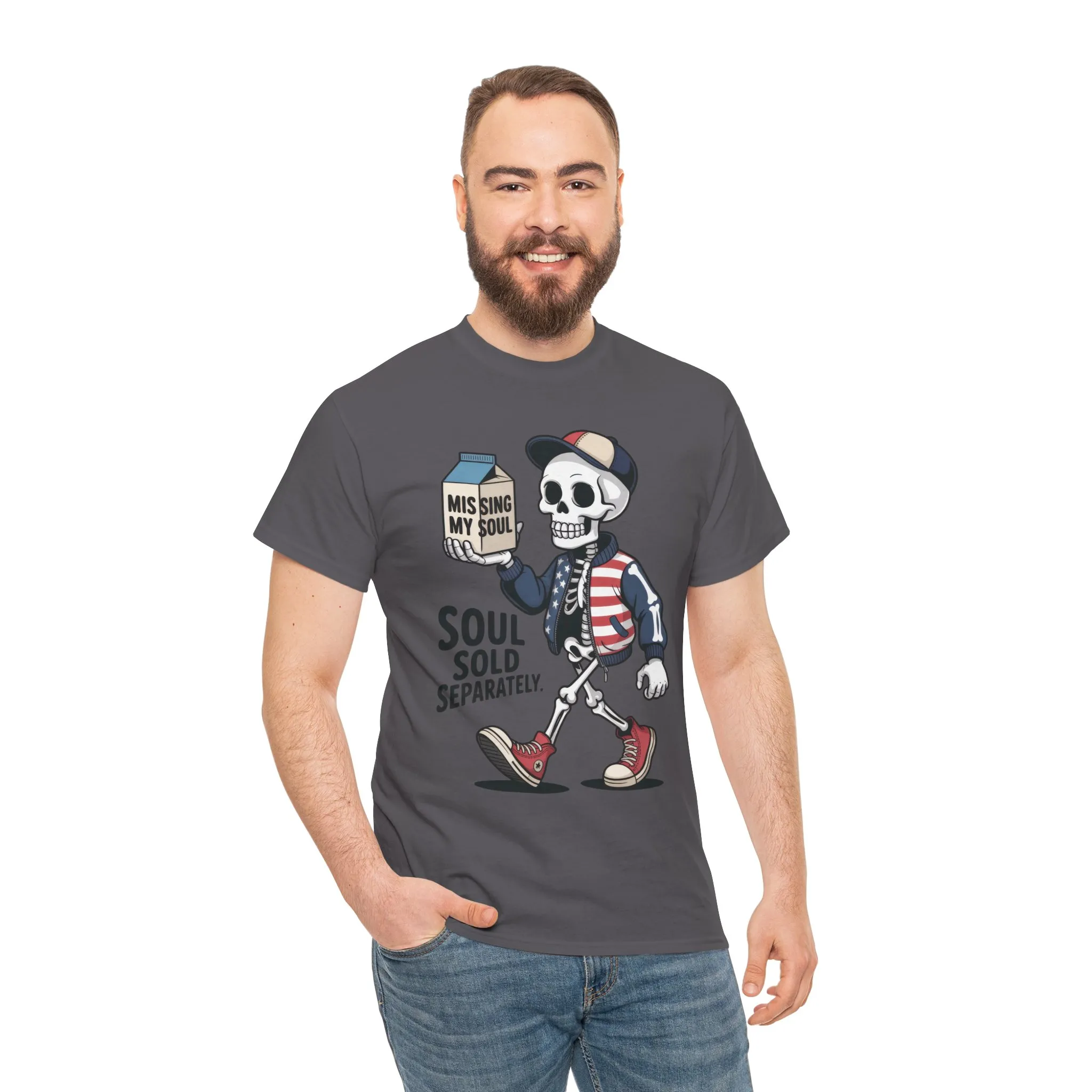Funny Skeleton T-Shirt Soul Sold Separately Graphic Tee, Missing Soul Cartoon Shirt, Gothic Streetwear, Halloween Gift Tee - Image 23