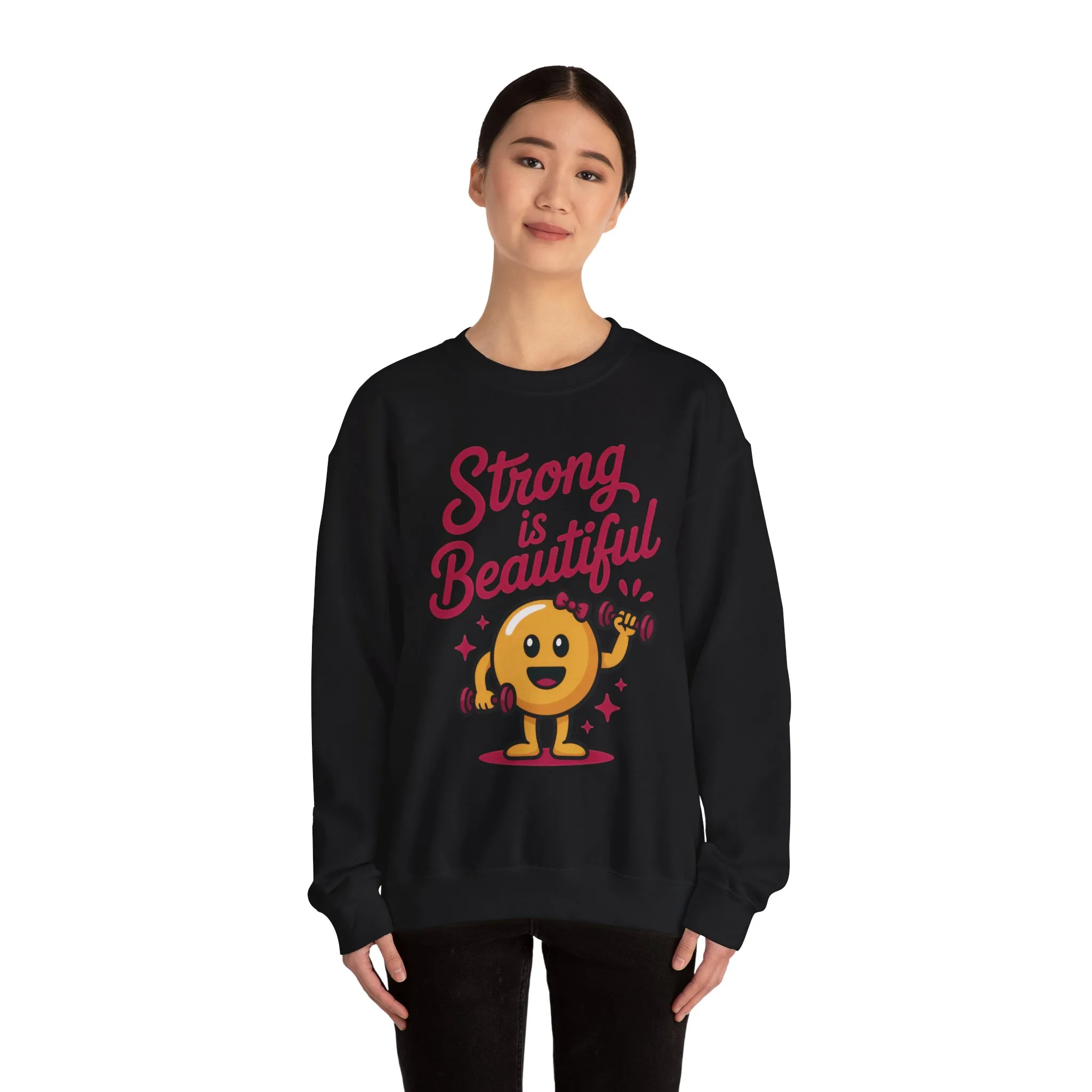 Strong is Beautiful Womens Crewneck Sweatshirt, Cute Fitness Graphic Pullover, Gym and Workout Motivation Sweater, Gift for Fitness Lovers - Image 8