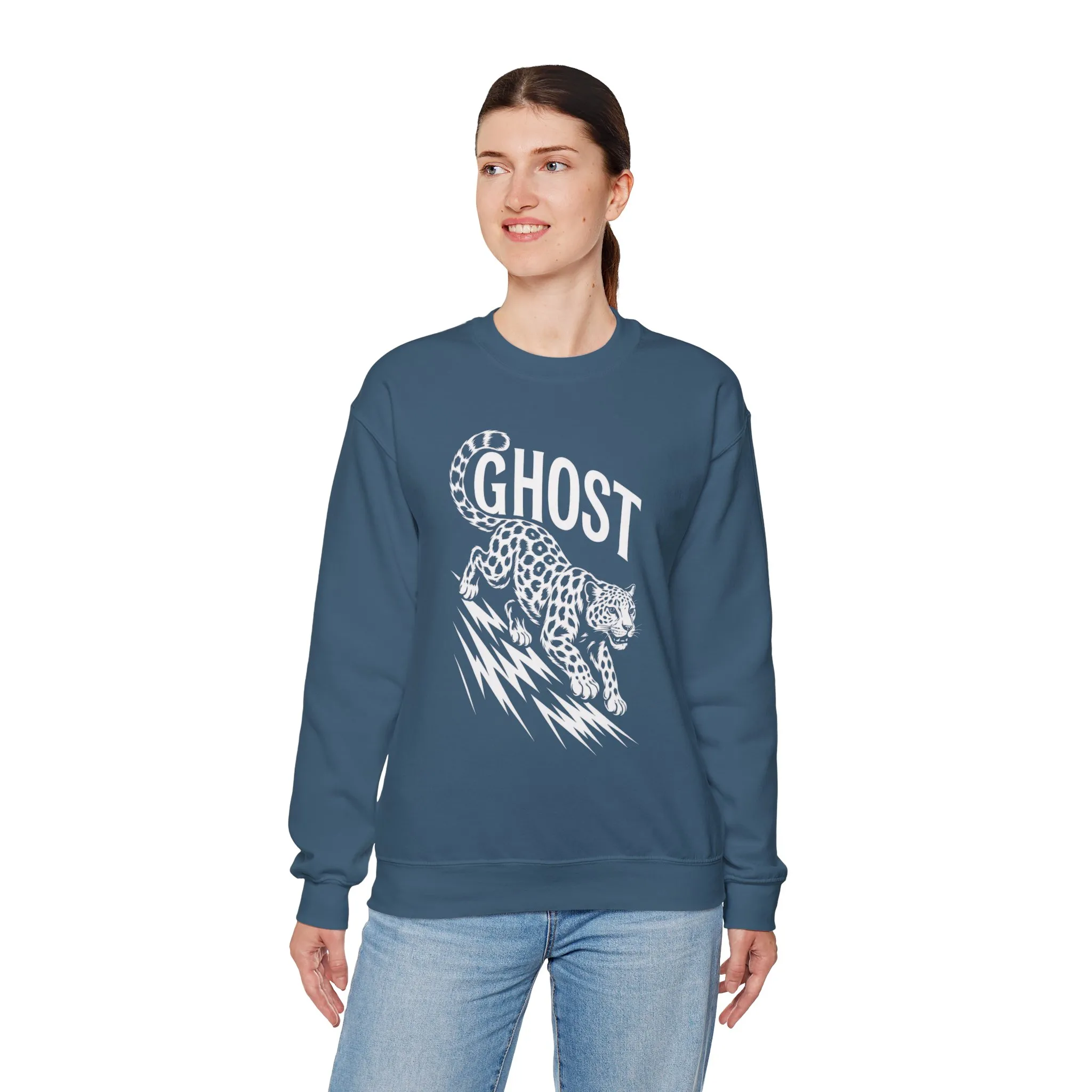 Ghost Leopard Crewneck Sweatshirt, Unisex Fashion, Cozy Casual Wear, Graphic Sweatshirt, Wild Animal Art, Gift for Animal Lovers - Image 18