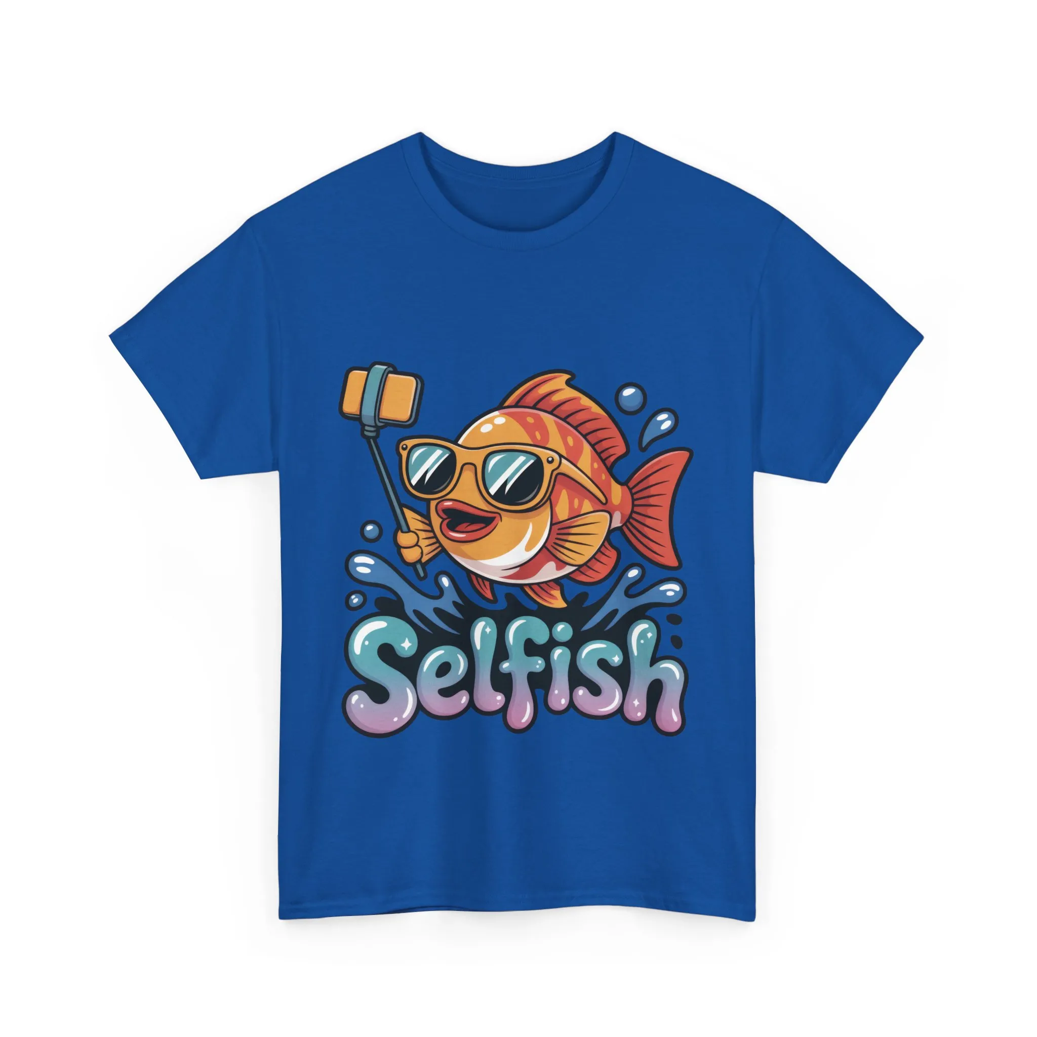 Funny Selfie Fish Graphic Womens T-Shirt, Playful Pun Gift for Her, Summer Vibes, Unique Beach Shirt, Outdoor Adventures - Image 2