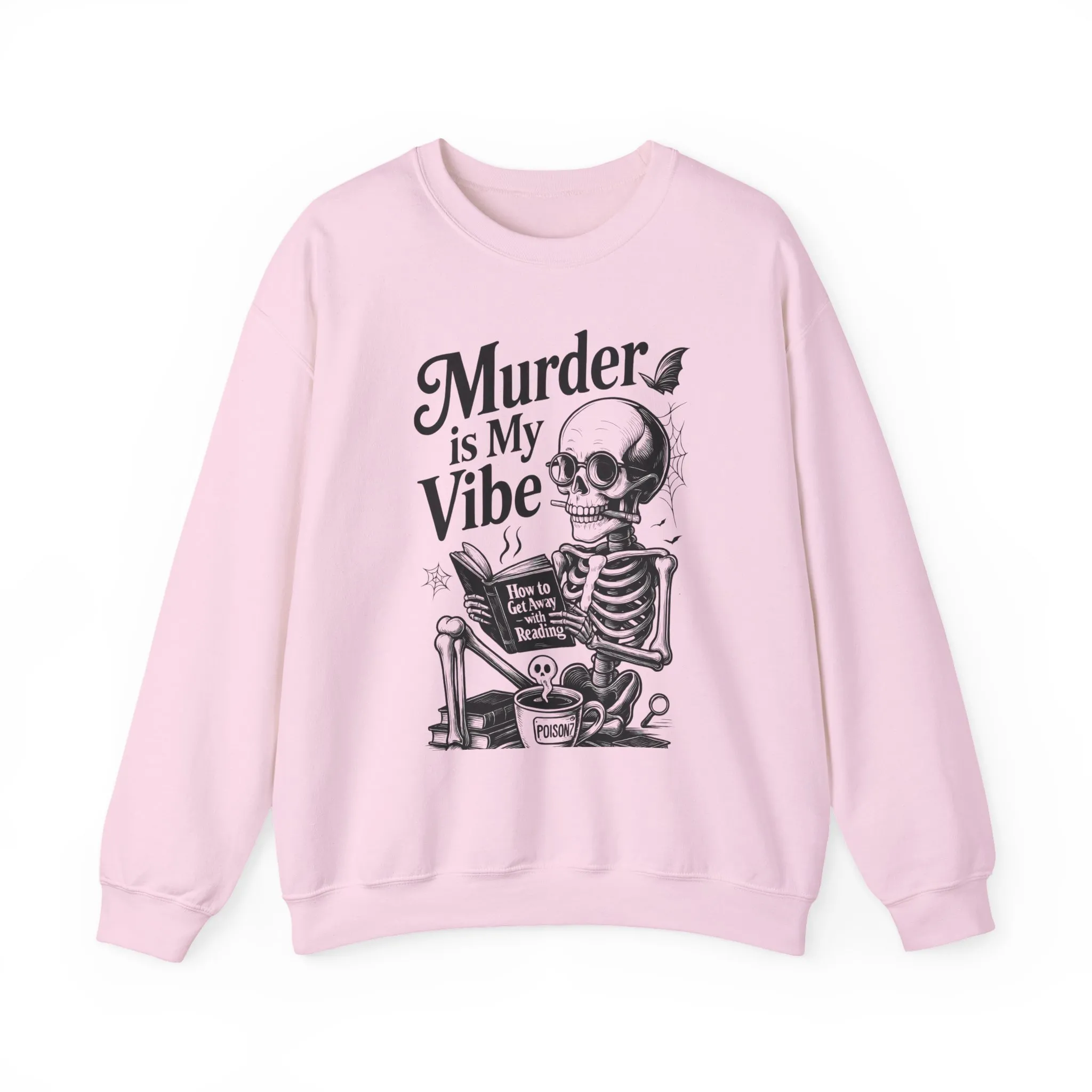 Murder is My Vibe Womens Crewneck Sweatshirt, Cozy Gift for Halloween, Unique Sweatshirt, Skull Graphic, Fall Fashion, Unisex Pullover - Image 25