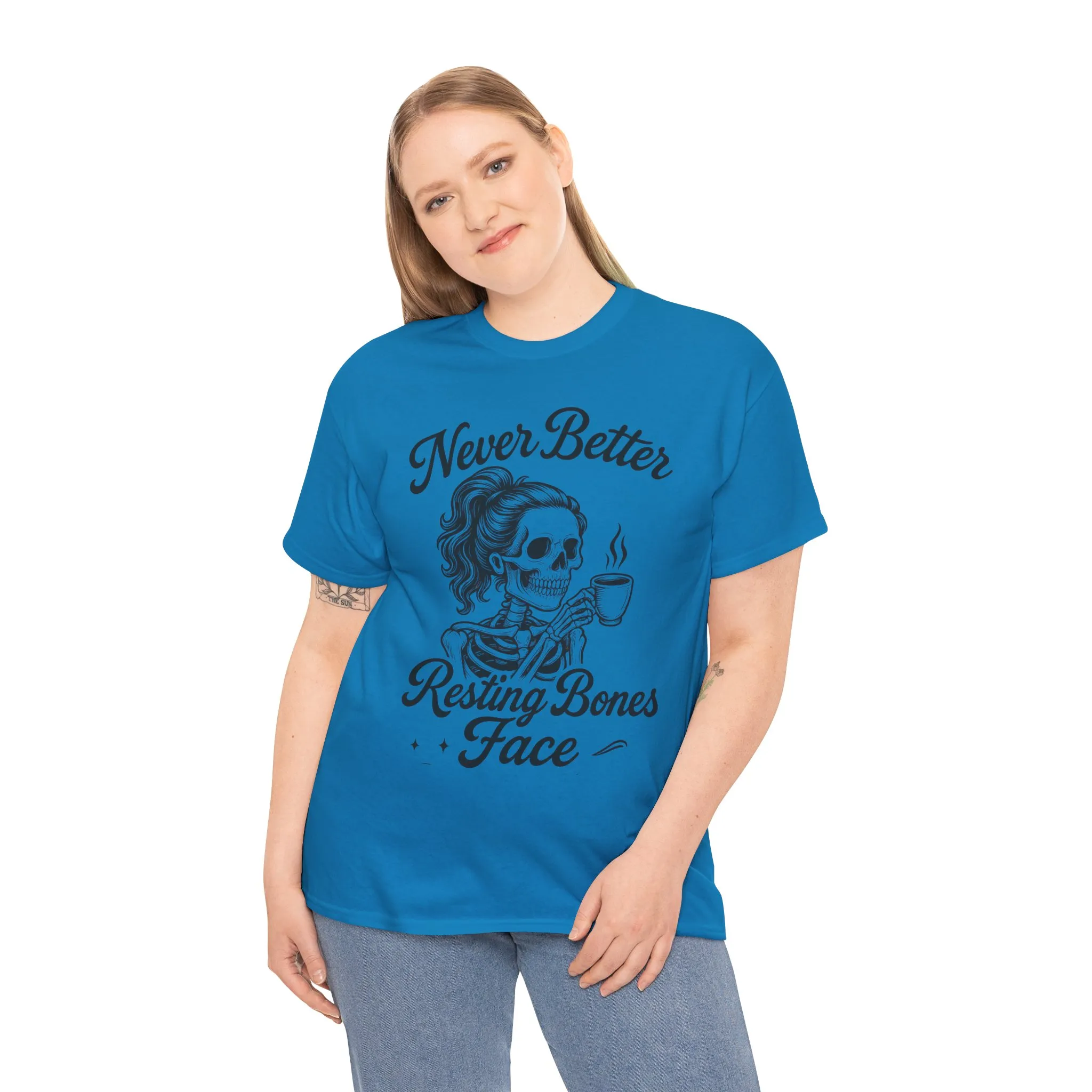 Sassy Skeleton Womens Tee: Never Better, Resting Bones Face, Halloween Costume, Funny Gift, Unisex Humor Shirt, Casual Wear - Image 24