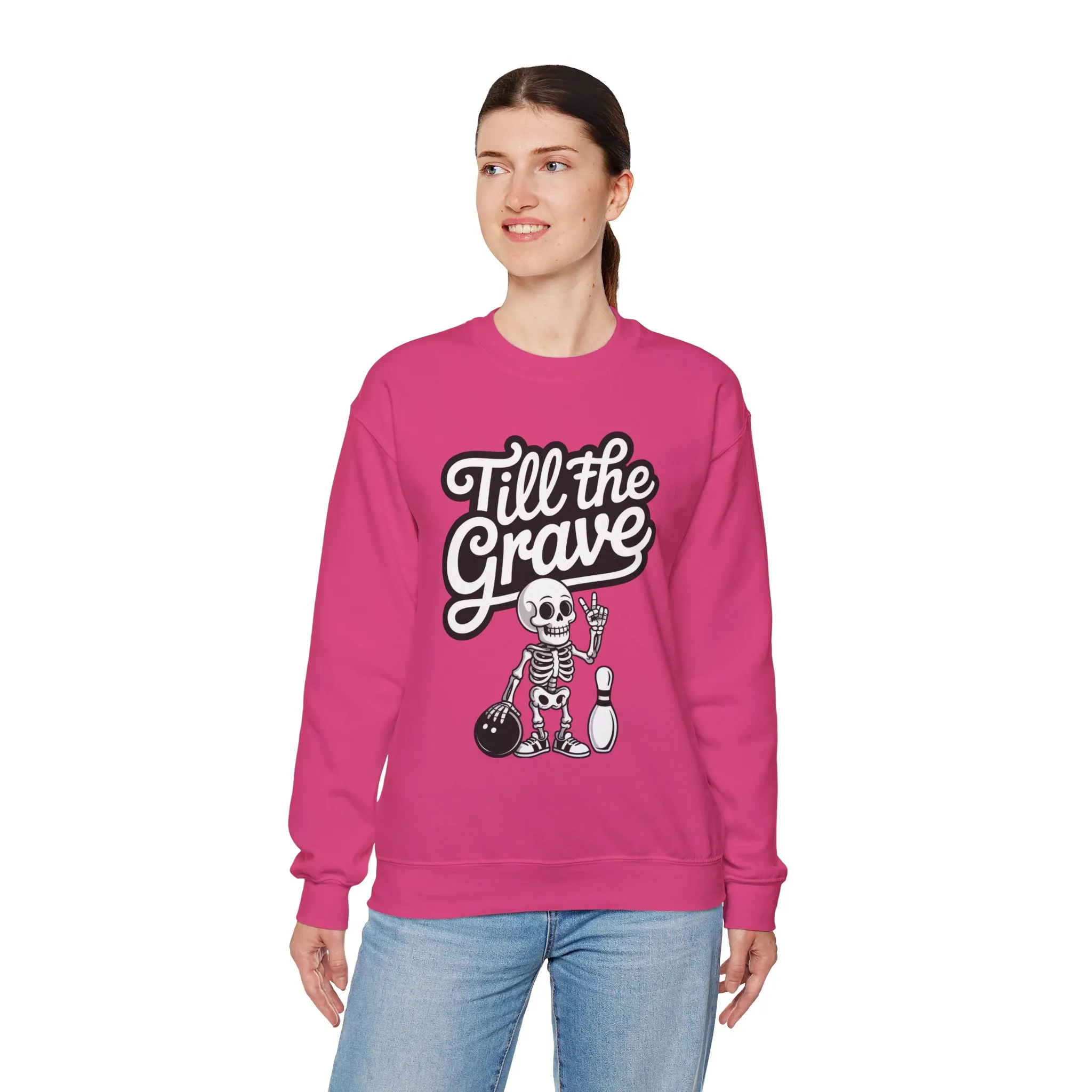 Funny Skeleton Bowling Sweatshirt, Womens Crewneck, Halloween Gift, Casual Wear, Till the Grave Sweatshirt, Bowling Lover Apparel - Image 27
