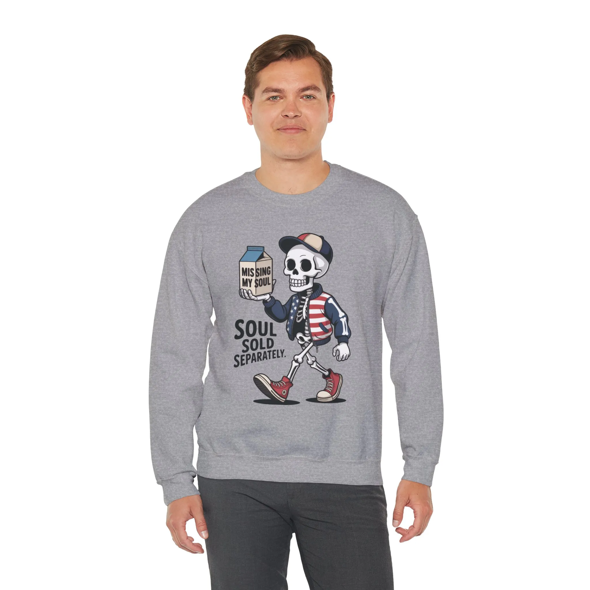 Skeleton Graphic Sweatshirt, Soul Sold Separately Pullover, Funny Gothic Streetwear, Missing My Soul Skull Hoodie Alternative - Image 3