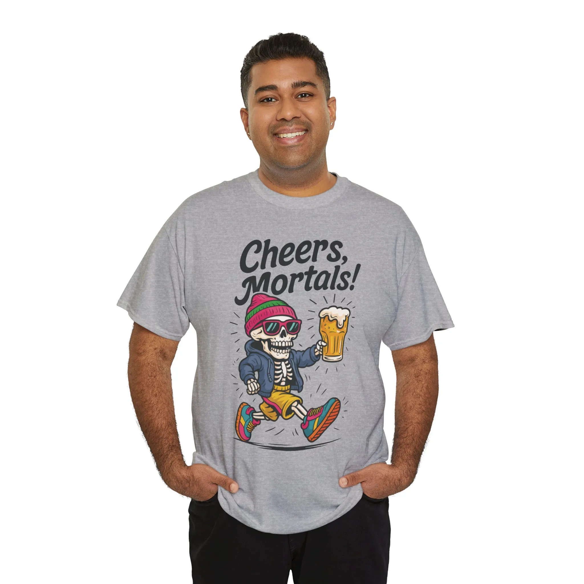 Cheers, Mortals! Mens Tee, Funny Skeleton Beer Graphic Tee, Cool Drinking Humor Shirt, Party Gift for Him, Halloween Tee, Beer Lovers Gift - Image 43