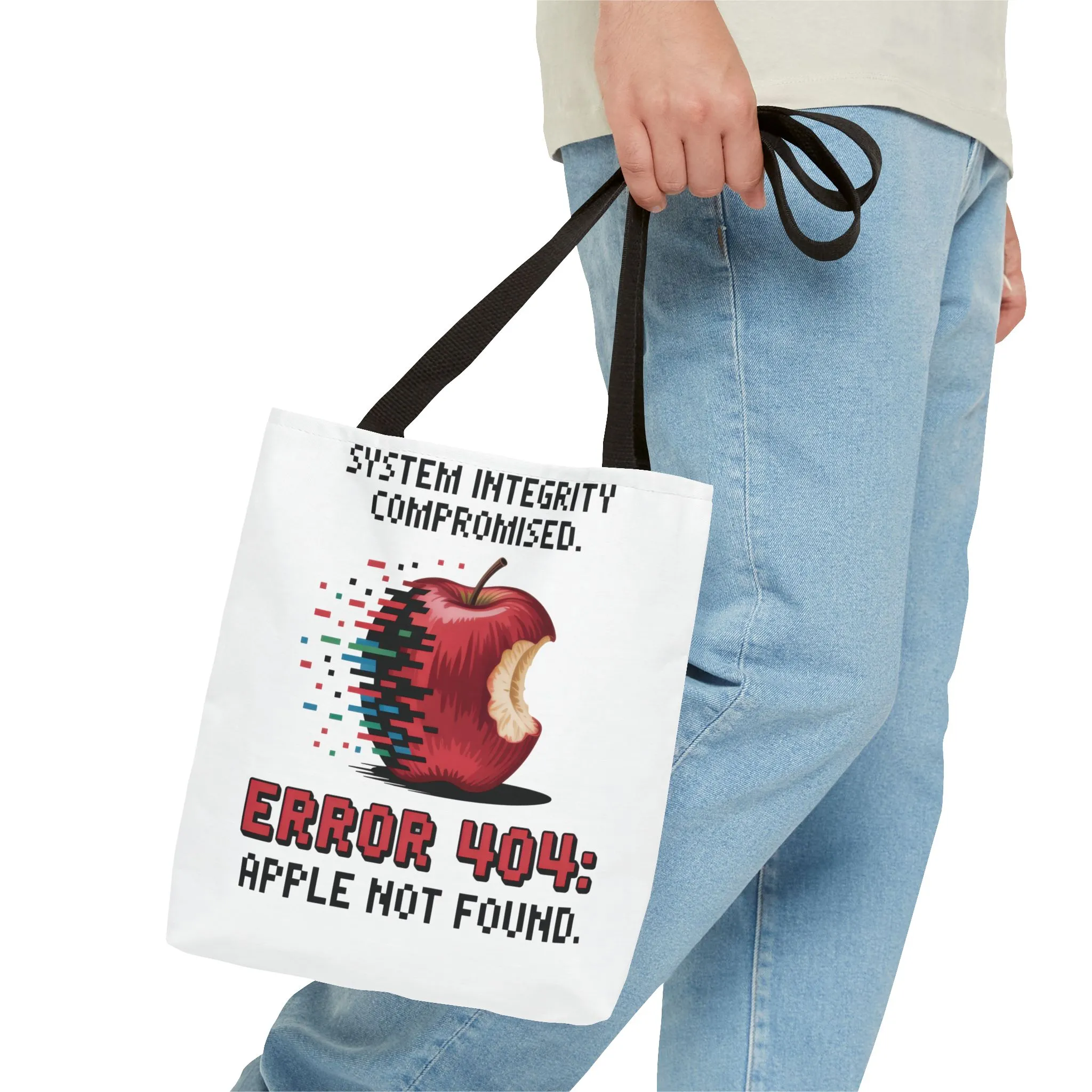 Error 404 Apple Tote Bag, Geek Tote, Funny Shopping Bag, Gift for Tech Lovers, Apple Lovers Tote, Digital Design Bag, Weekender Bag, Beach Bag, Large Canvas Bag - Image 8