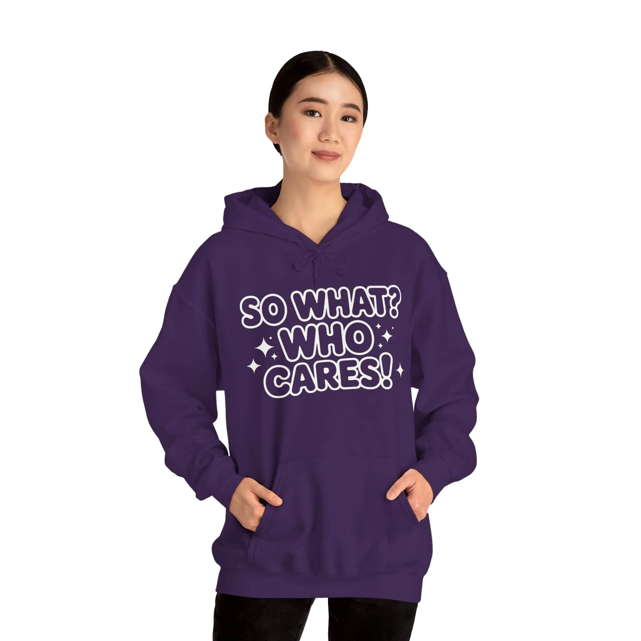 Trendy Womens Hoodie with 'So What? Who Cares!' Print, Casual Wear for Confident Souls, Funny Typography Hoodie, Sassy Graphic Sweater - Image 27