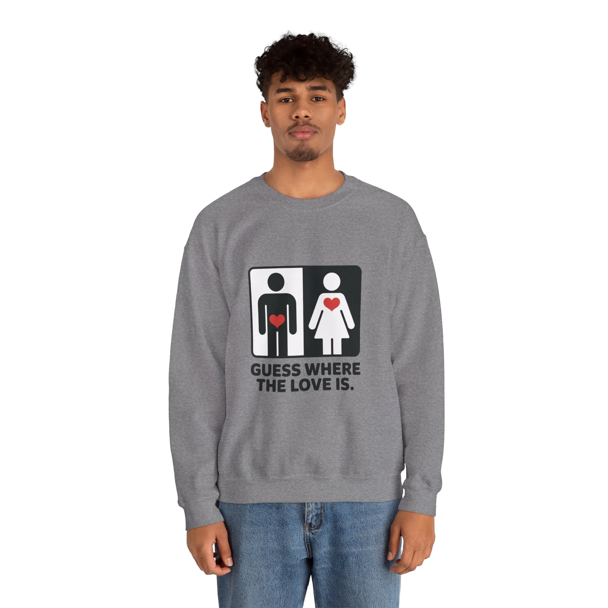Guess Where the Love Is Mens Crewneck Sweatshirt, Cute Couples Gift, Love Themed Apparel, Valentine's Day Apparel, Relationship Sweatshirt - Image 11