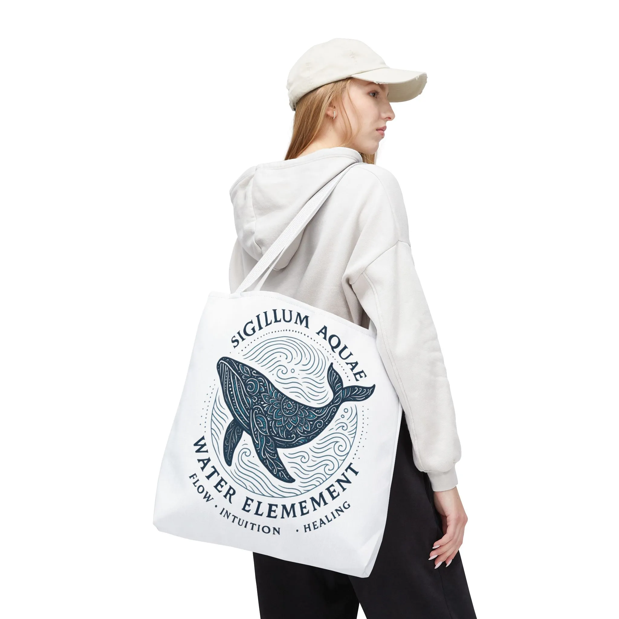 Whale Water Element Tote Bag: Spiritual Gift, Eco-Friendly, Beach Bag, Yoga Accessories, Meditation Essentials, Weekender Bag, Large Bag - Image 30