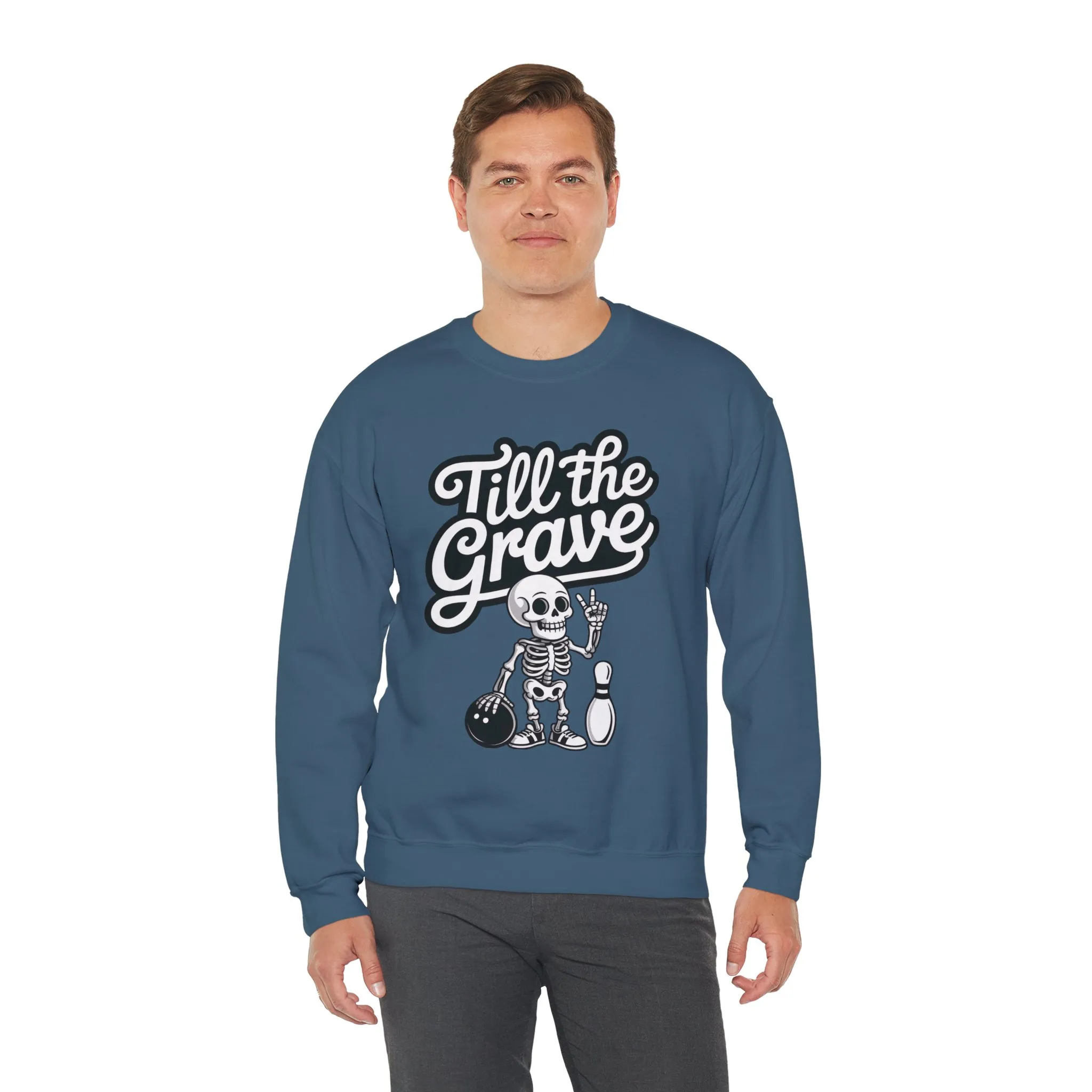 Funny Skeleton Bowling Mens Pullover, Halloween Apparel, Funny Skeleton Bowling Shirt, Casual Mens Crewneck, Cool Bowler Skull Crewneck - Image 15
